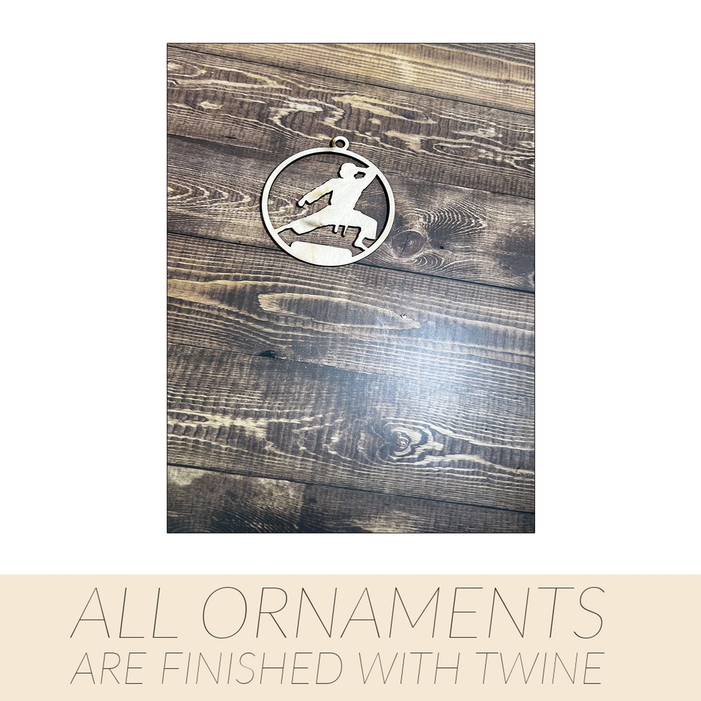 Karate Ornament, Wooden Sports Ornament, Sports Ornament, Engraved Ornament, Laser Engraved Wood Ornament