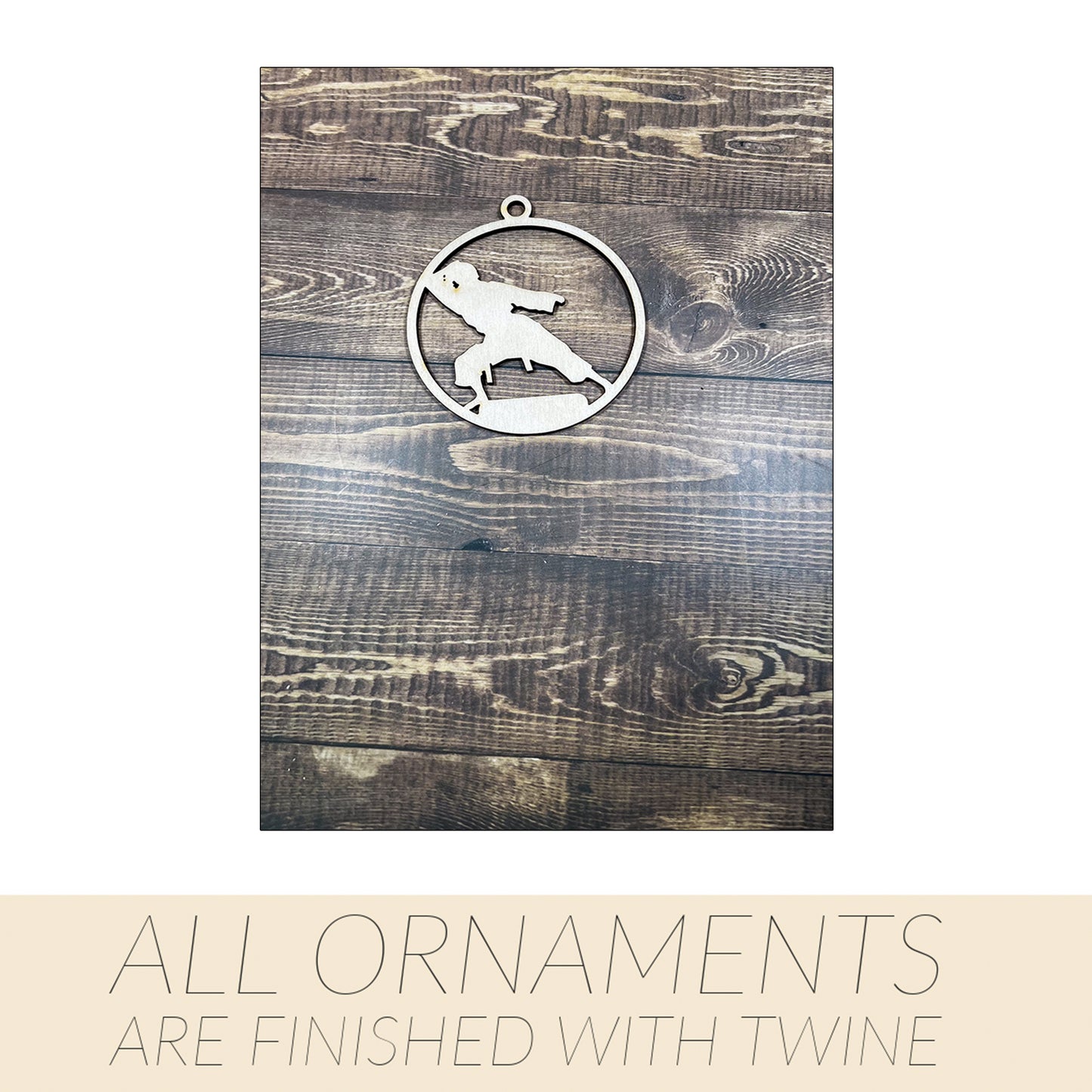 Karate Wooden Sports Ornament, Sports Ornament, Engraved Ornament, Laser Engraved Wood Ornament
