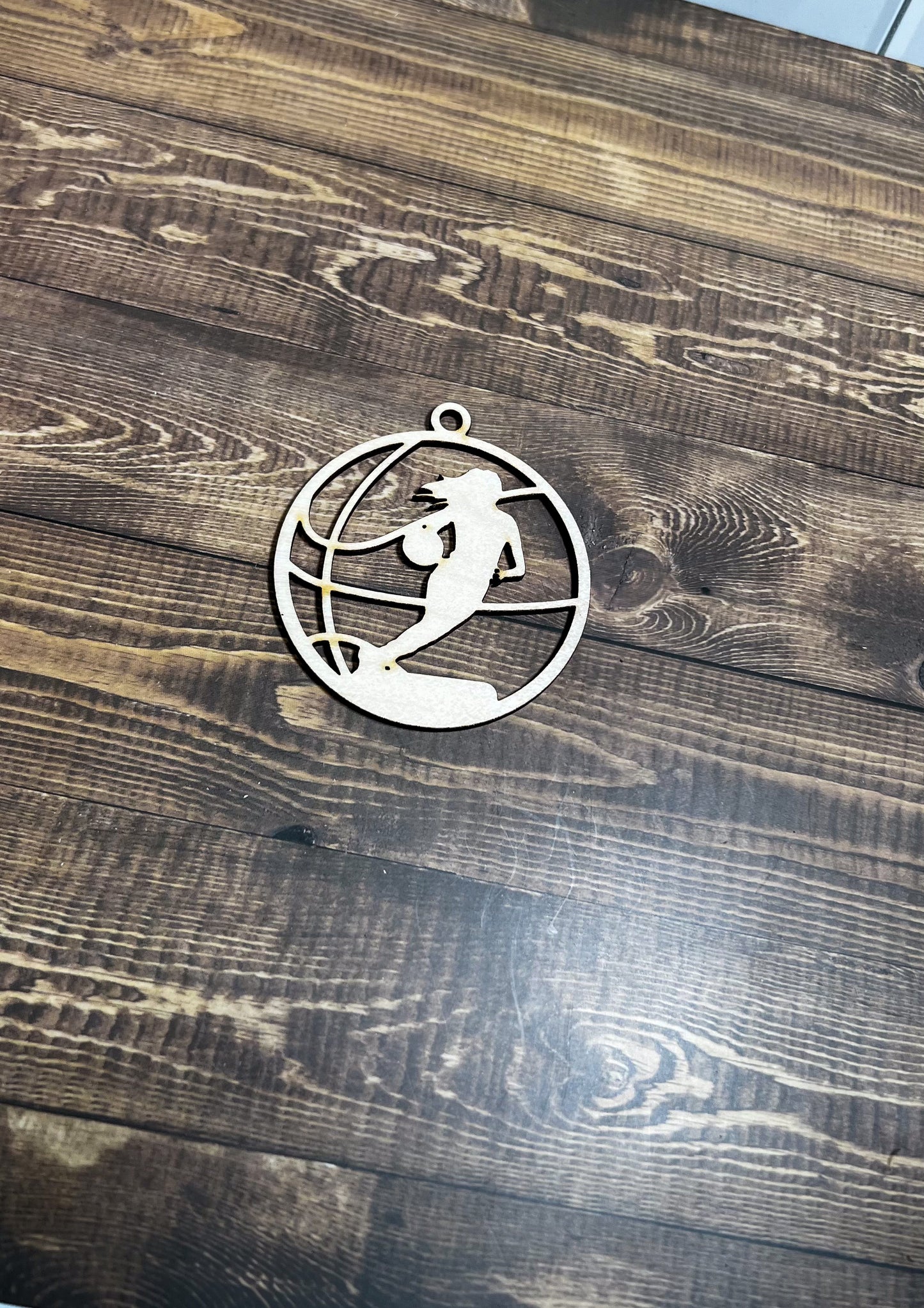 Basketball Wooden Sports Ornament, Sports Ornament, Engraved Ornament, Laser Engraved Wood Ornament