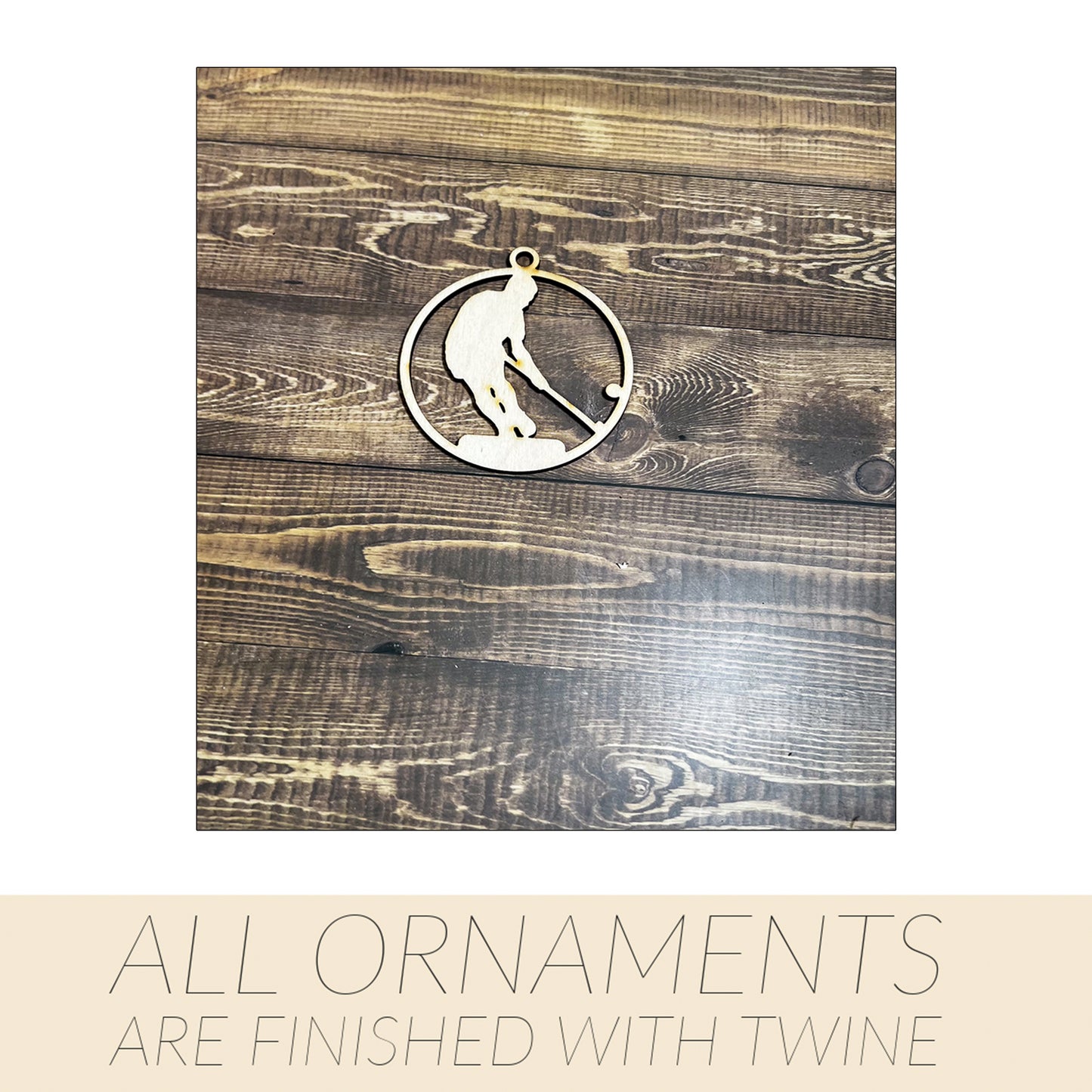 Hockey Ornament, Wooden Sports Ornament, Sports Ornament, Engraved Ornament, Laser Engraved Wood Ornament