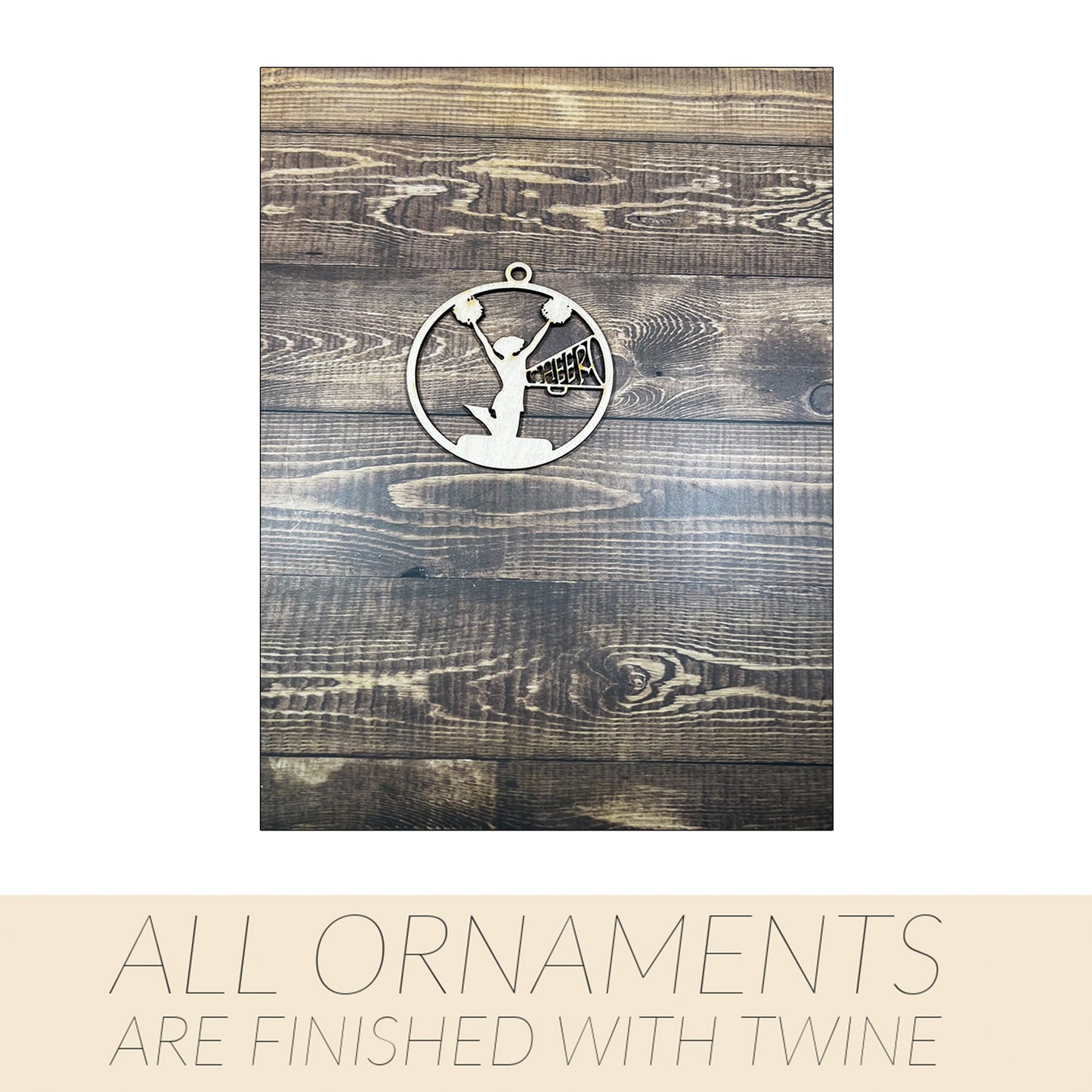 Cheerleading Ornament, Wooden Sports Ornament, Sports Ornament, Engraved Ornament, Laser Engraved Wood Ornament