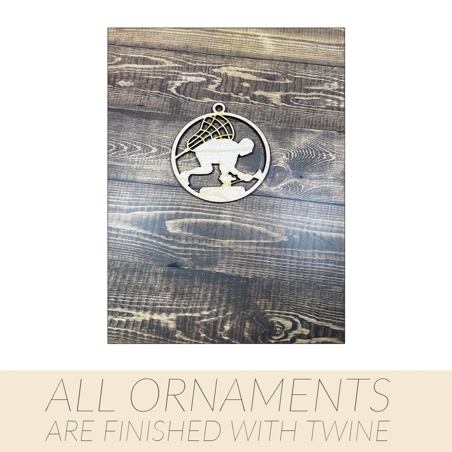 Lacrosse Ornament, Wooden Sports Ornament, Sports Ornament, Engraved Ornament, Laser Engraved Wood Ornament