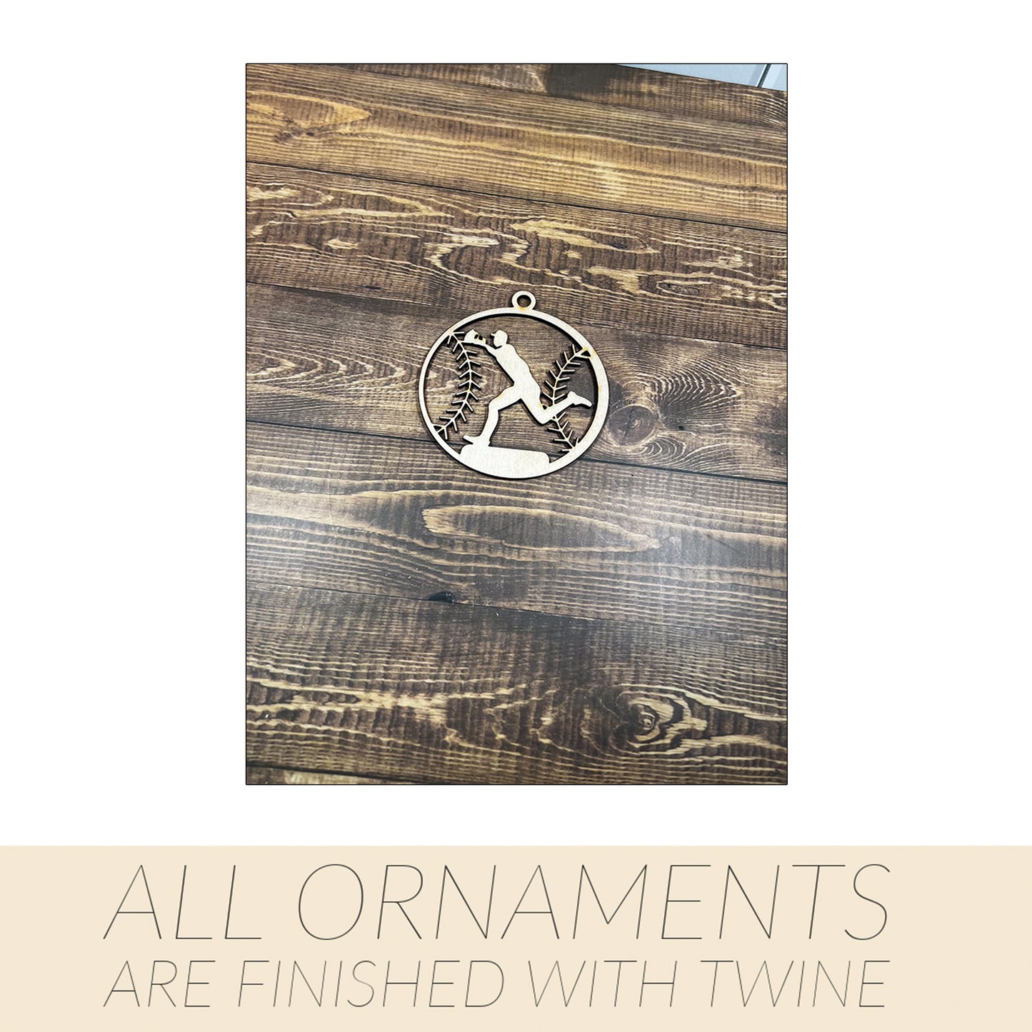 Baseball Ornament, Wooden Sports Ornament, Sports Ornament, Engraved Ornament, Laser Engraved Wood Ornament