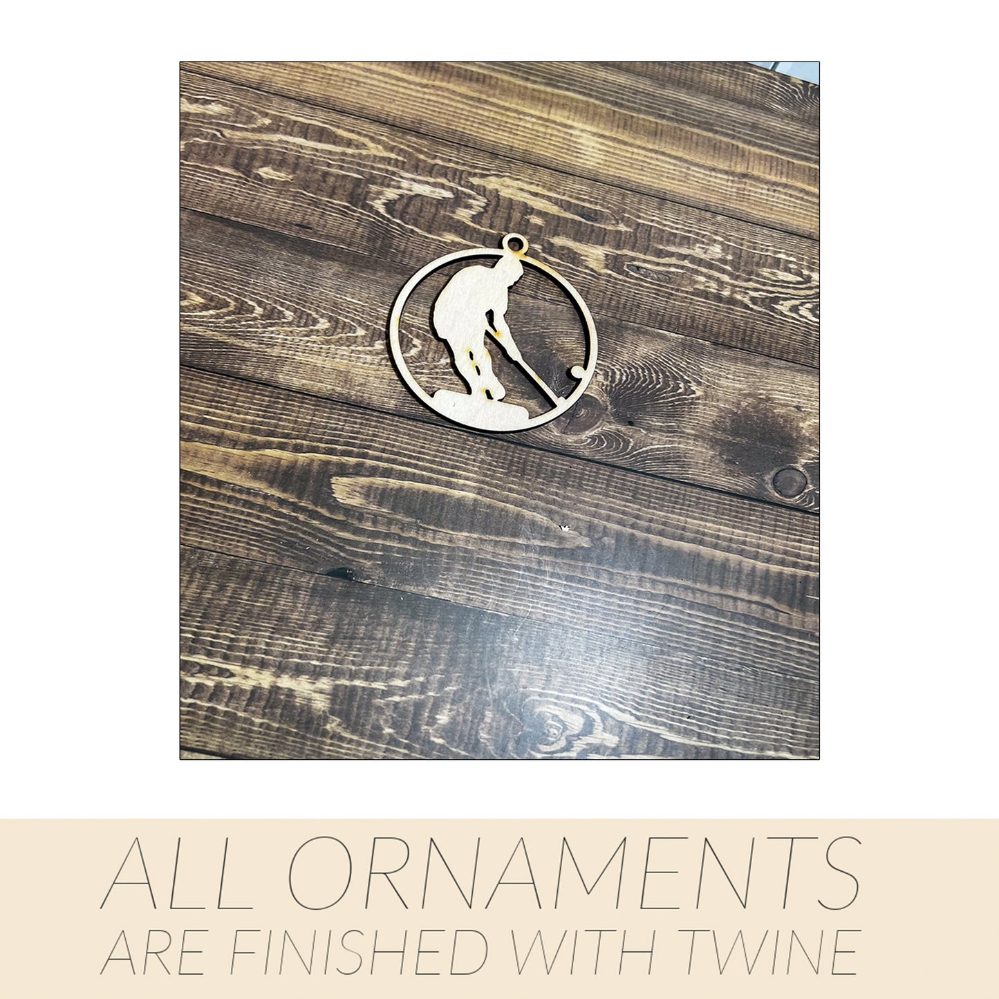 Hockey Ornament, Wooden Sports Ornament, Sports Ornament, Engraved Ornament, Laser Engraved Wood Ornament