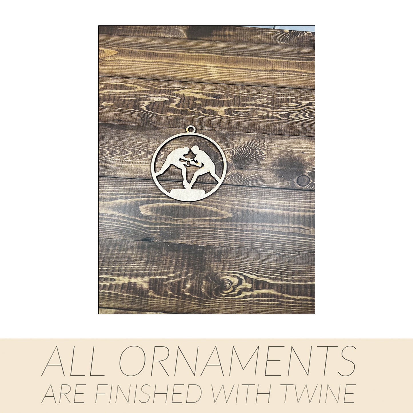Wrestling Ornament, Wooden Sports Ornament, Sports Ornament, Engraved Ornament, Laser Engraved Wood Ornament