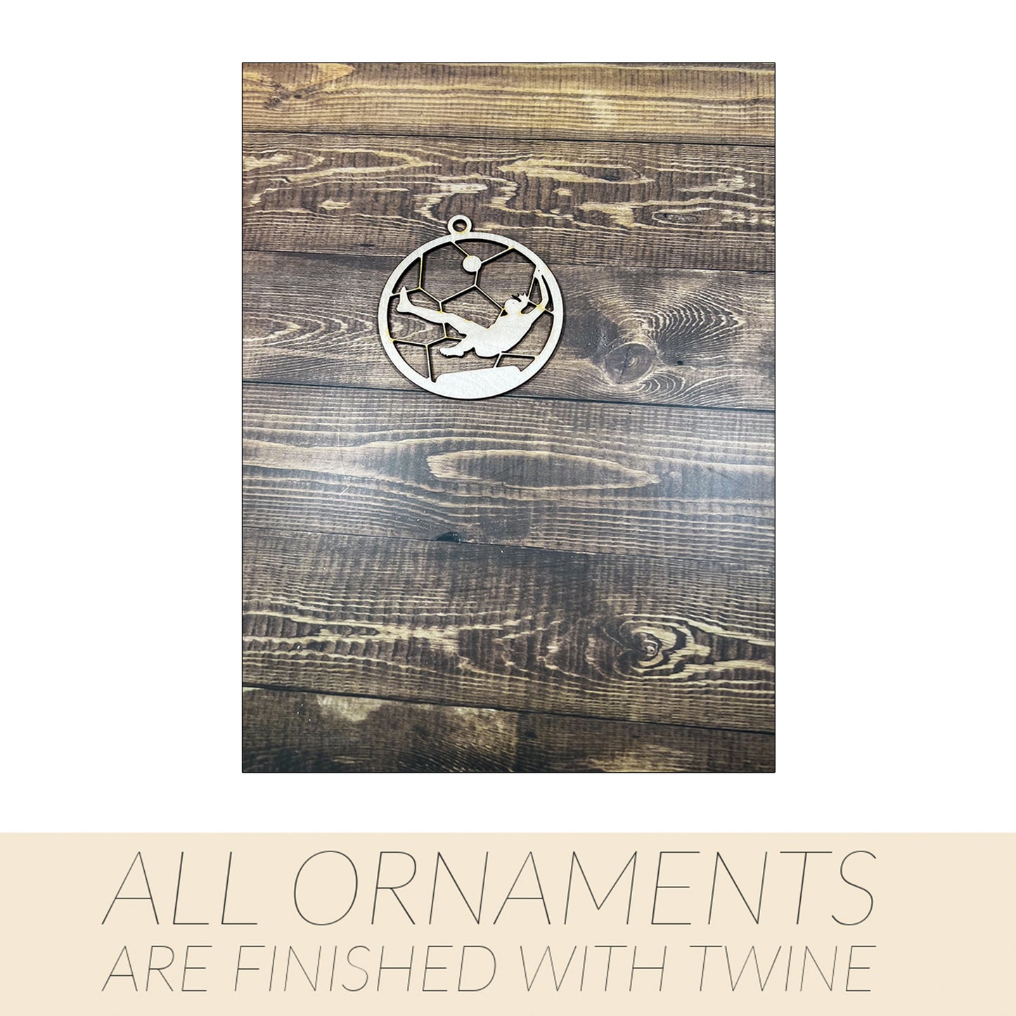 Soccer Ornament, Wooden Sports Ornament, Sports Ornament, Engraved Ornament, Laser Engraved Wood Ornament