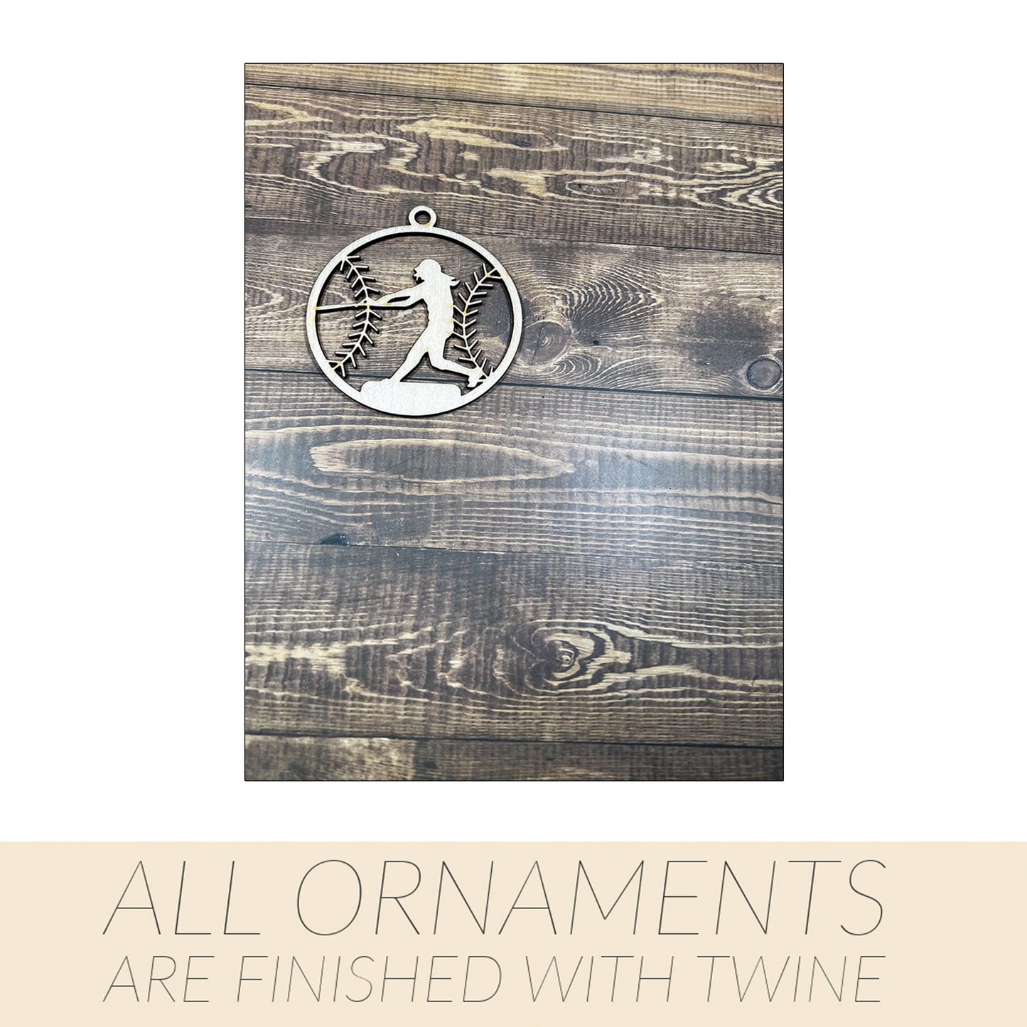 Softball Ornament, Wooden Sports Ornament, Sports Ornament, Engraved Ornament, Laser Engraved Wood Ornament