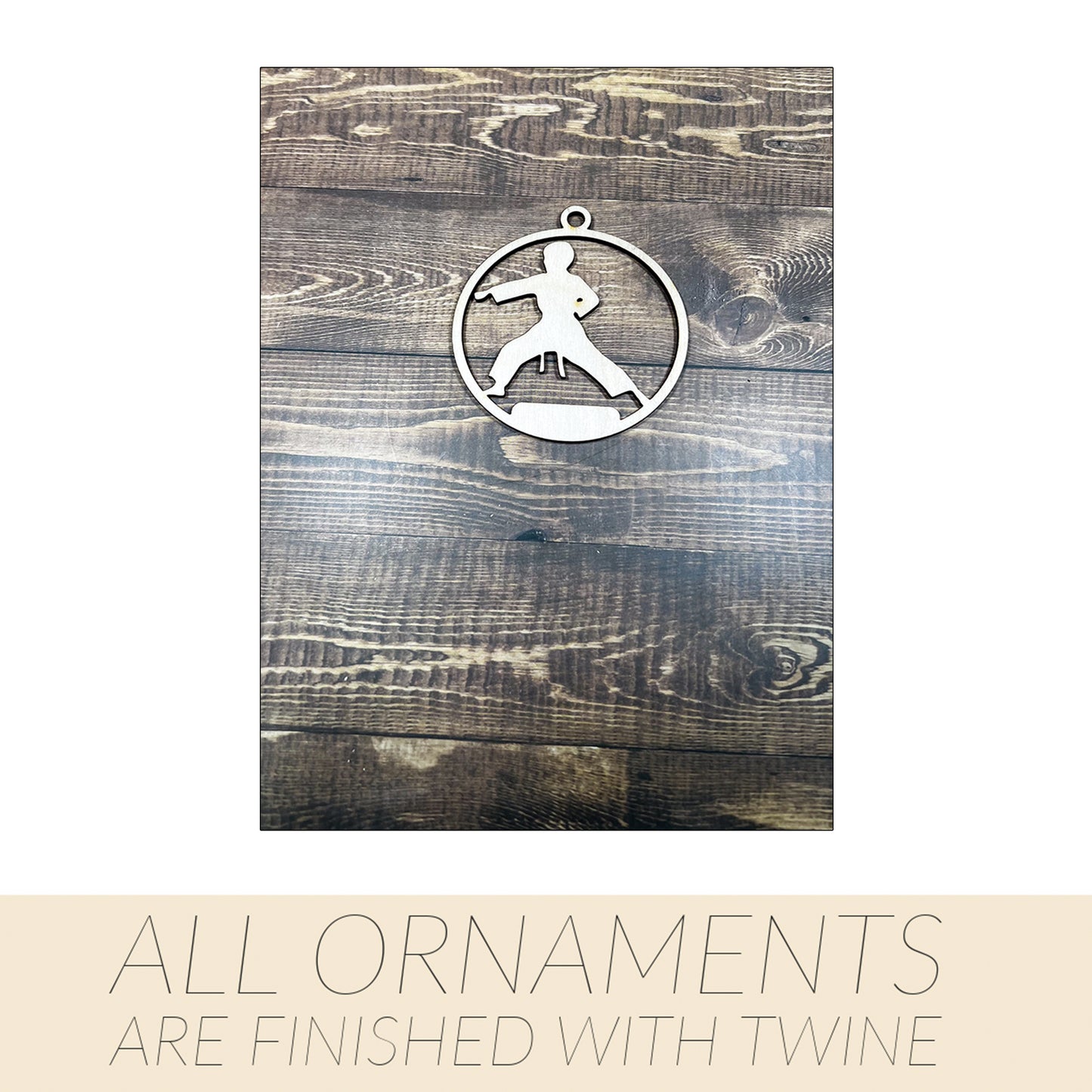 Karate Ornament, Wooden Sports Ornament, Sports Ornament, Engraved Ornament, Laser Engraved Wood Ornament