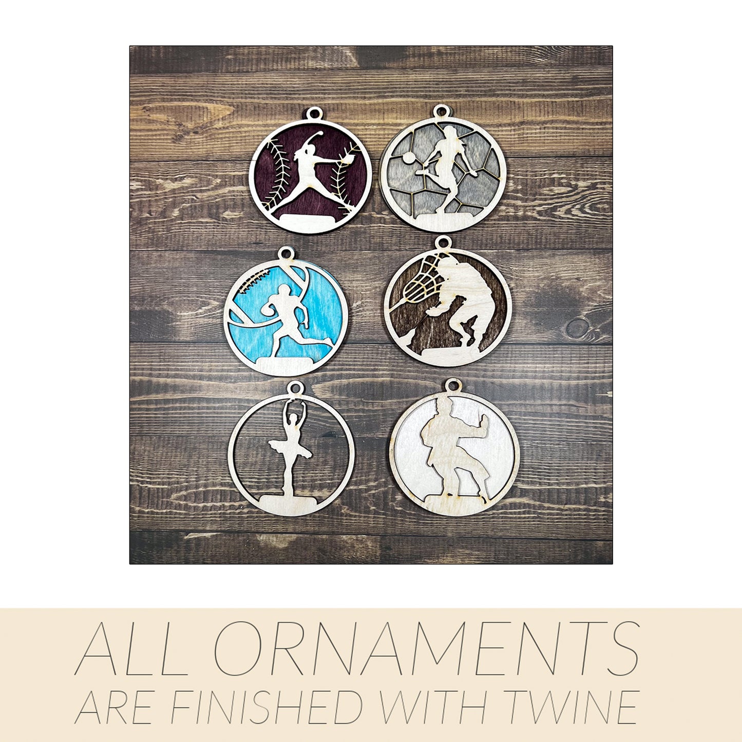 Ballet Wooden Sports Ornament, Sports Ornament, Engraved Ornament, Laser Engraved Wood Ornament