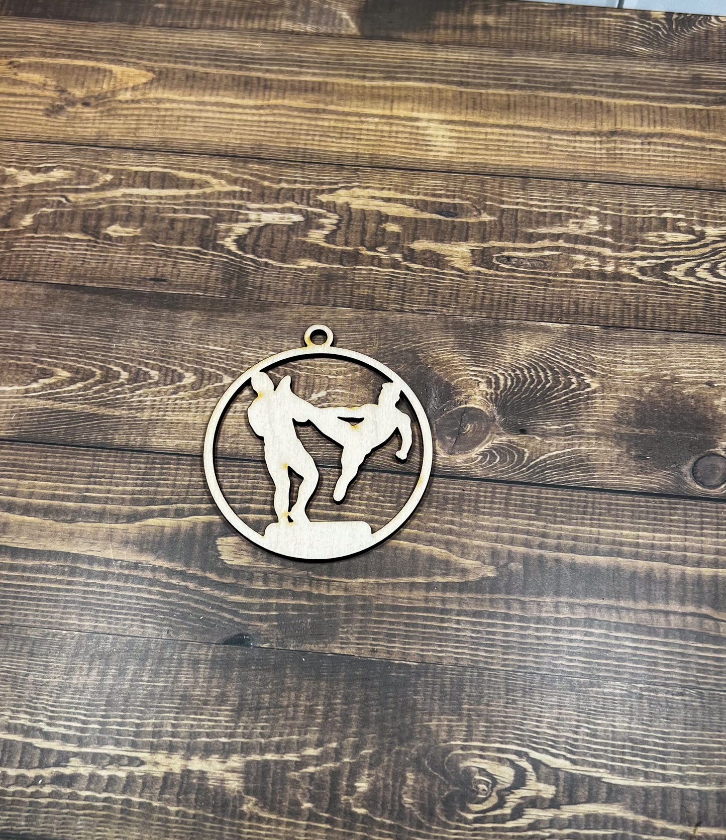 Karate Ornament, Wooden Sports Ornament, Sports Ornament, Engraved Ornament, Laser Engraved Wood Ornament