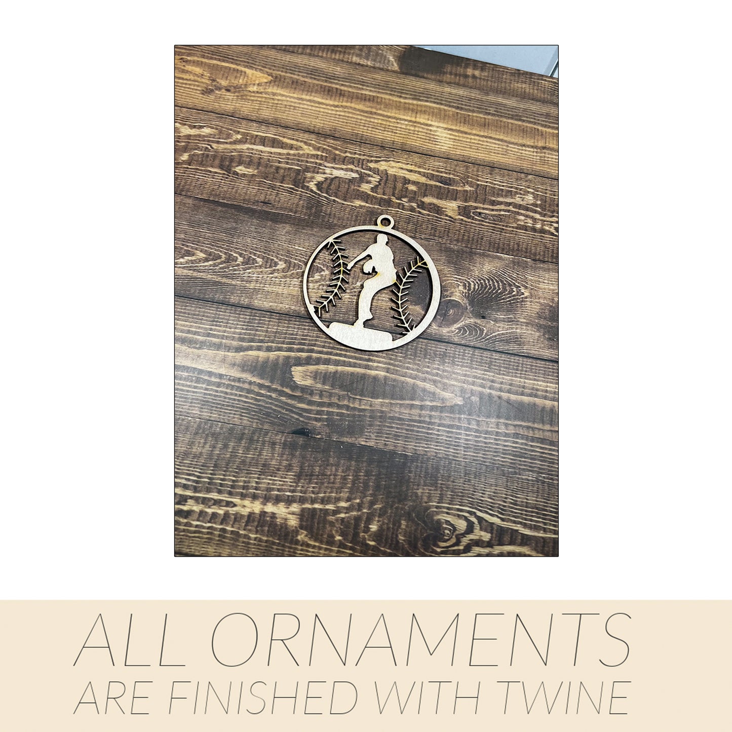 Baseball Ornament, Wooden Sports Ornament, Sports Ornament, Engraved Ornament, Laser Engraved Wood Ornament