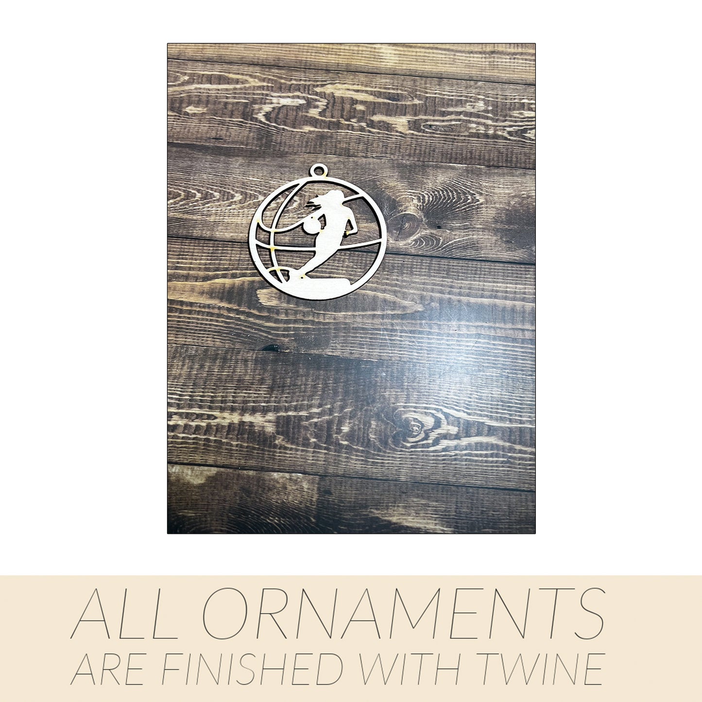 Basketball Wooden Sports Ornament, Sports Ornament, Engraved Ornament, Laser Engraved Wood Ornament