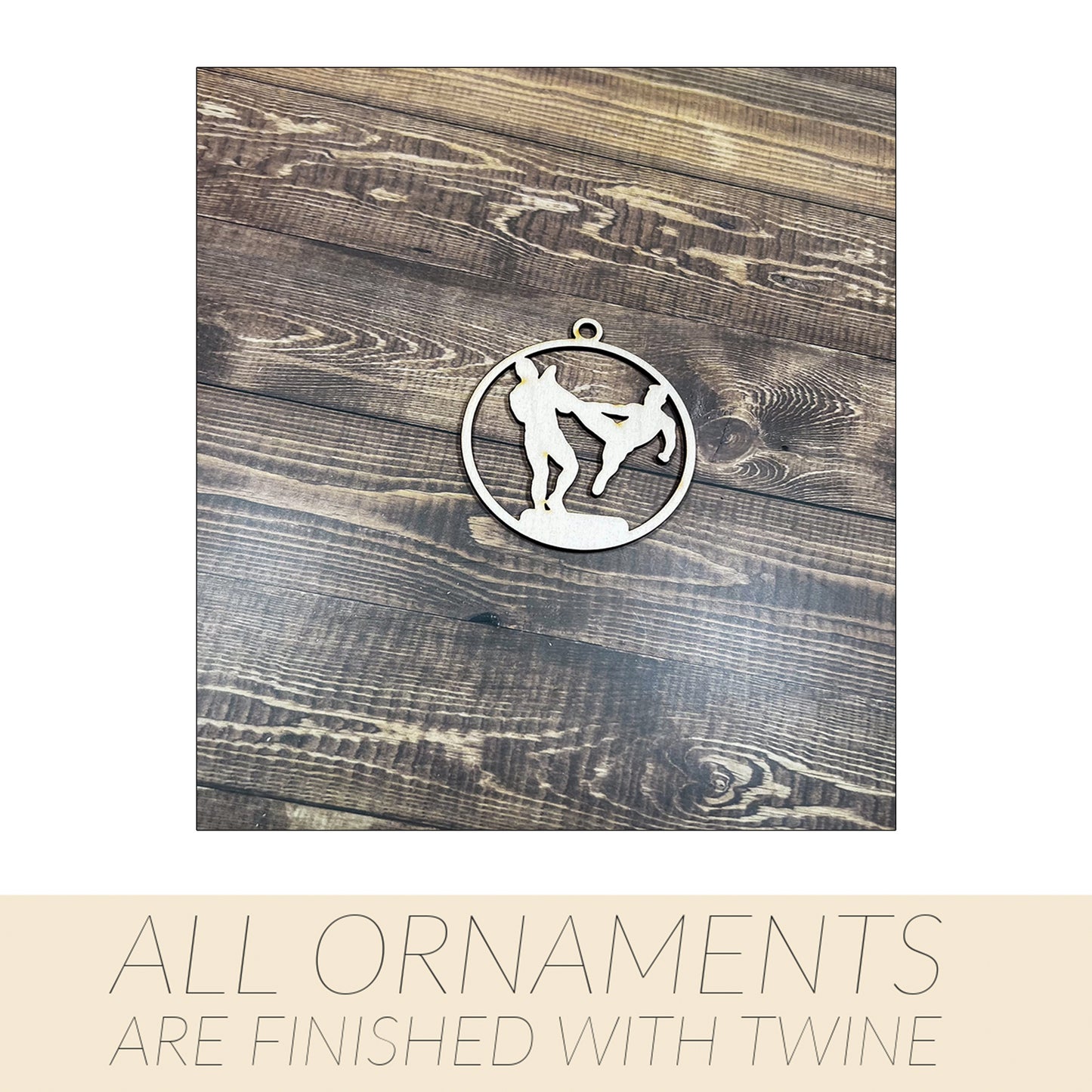 Karate Ornament, Wooden Sports Ornament, Sports Ornament, Engraved Ornament, Laser Engraved Wood Ornament