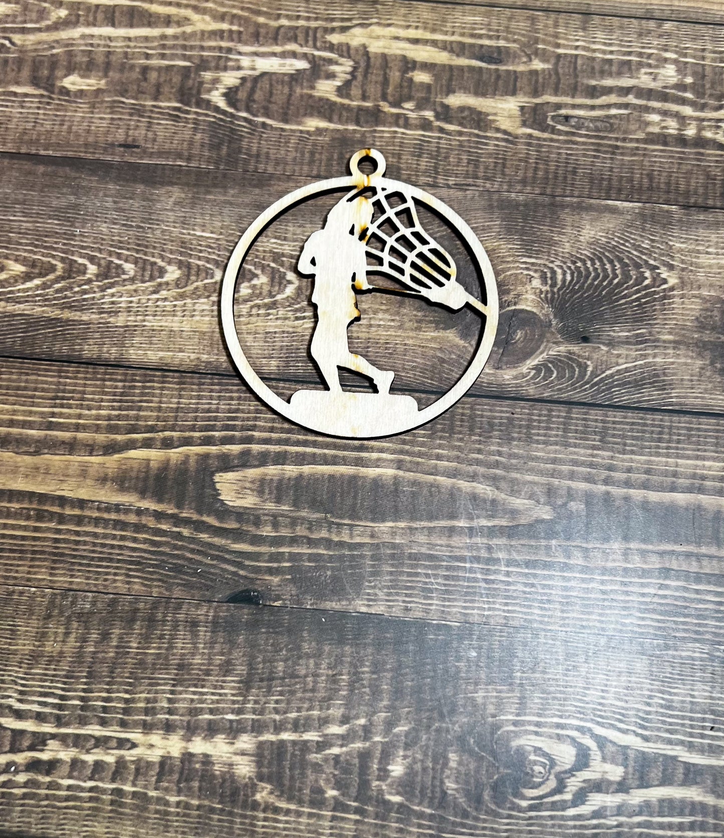 Lacrosse Ornament, Wooden Sports Ornament, Sports Ornament, Engraved Ornament, Laser Engraved Wood Ornament