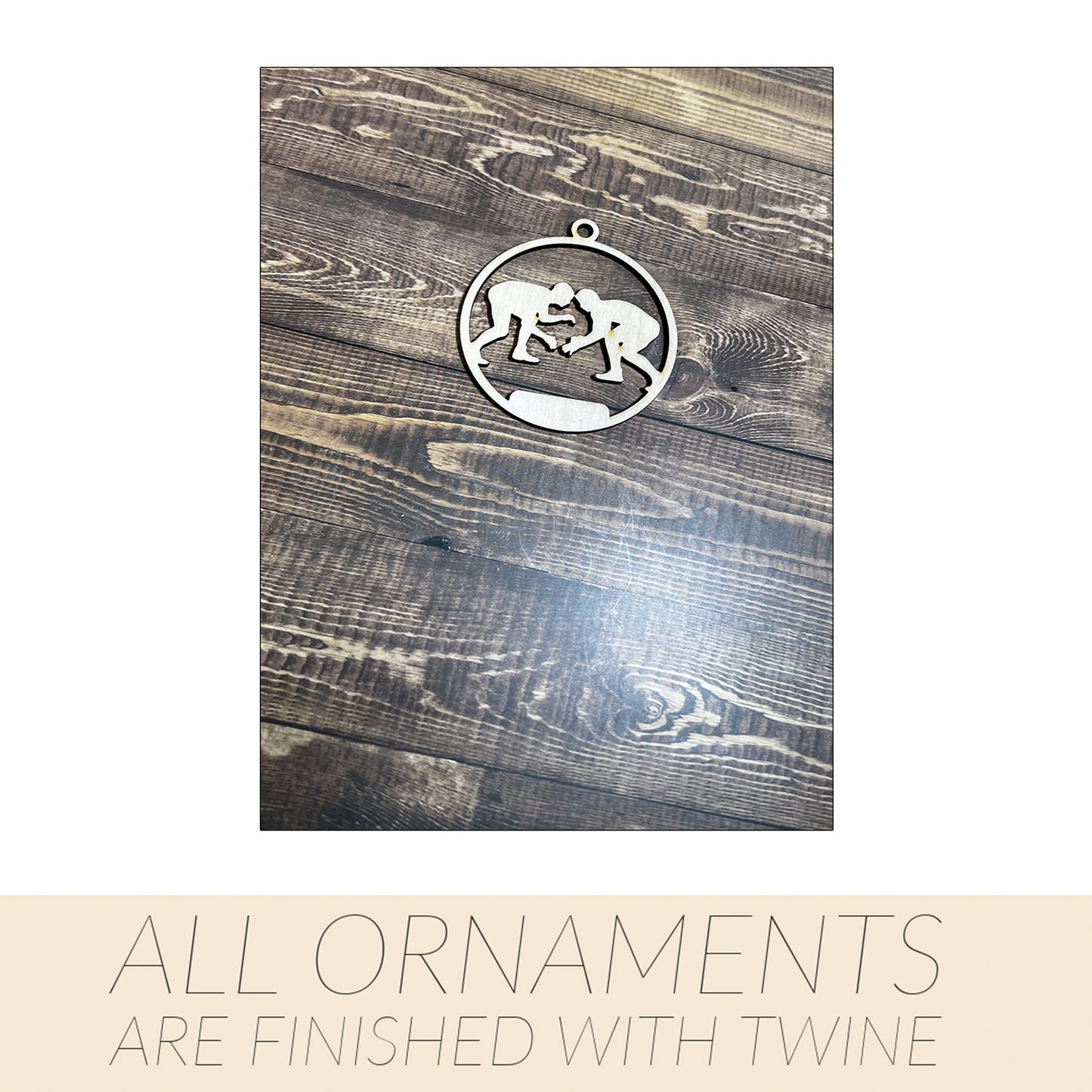 Wrestling Ornament, Wooden Sports Ornament, Sports Ornament, Engraved Ornament, Laser Engraved Wood Ornament