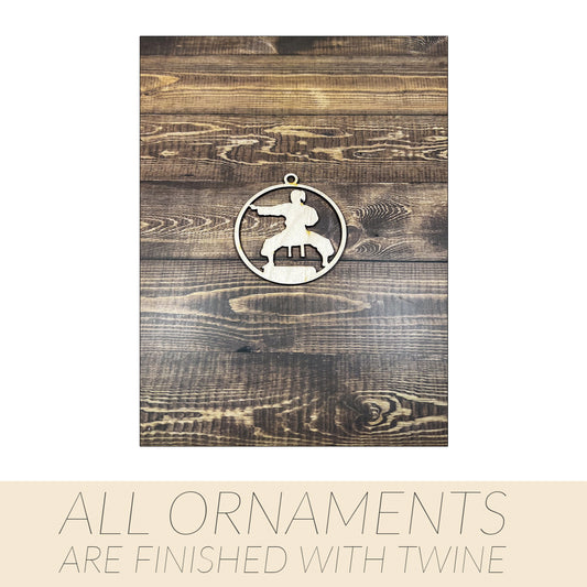 Karate Wooden Sports Ornament, Sports Ornament, Engraved Ornament, Laser Engraved Wood Ornament
