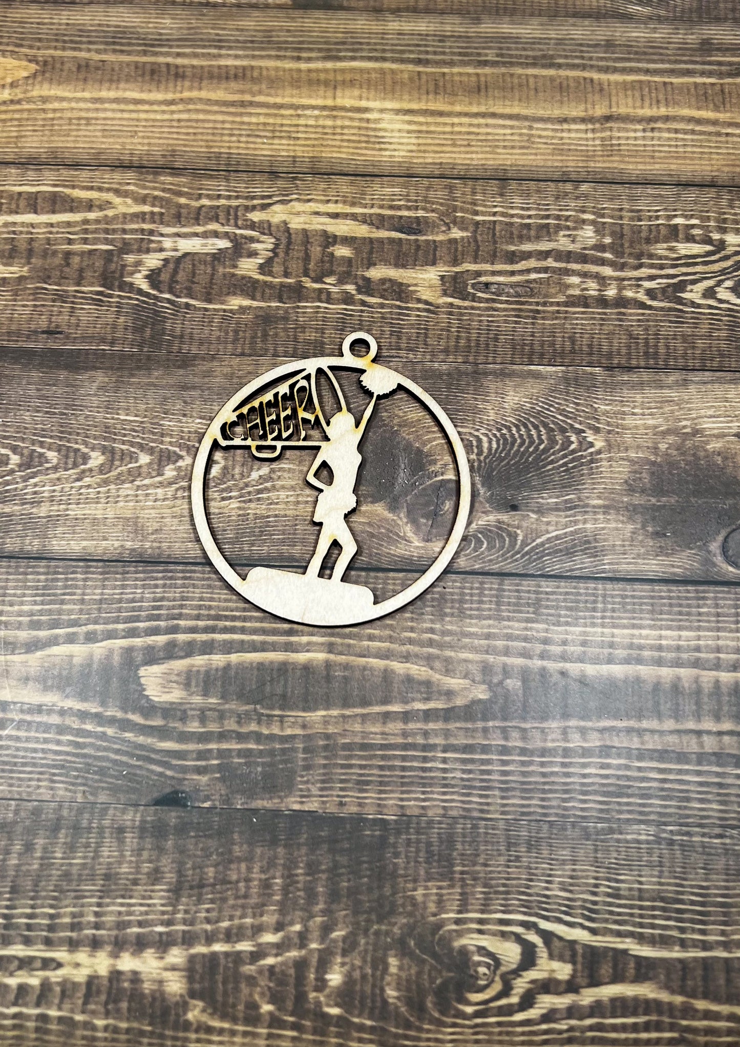 Cheer Wooden Sports Ornament, Sports Ornament, Engraved Ornament, Laser Engraved Wood Ornament