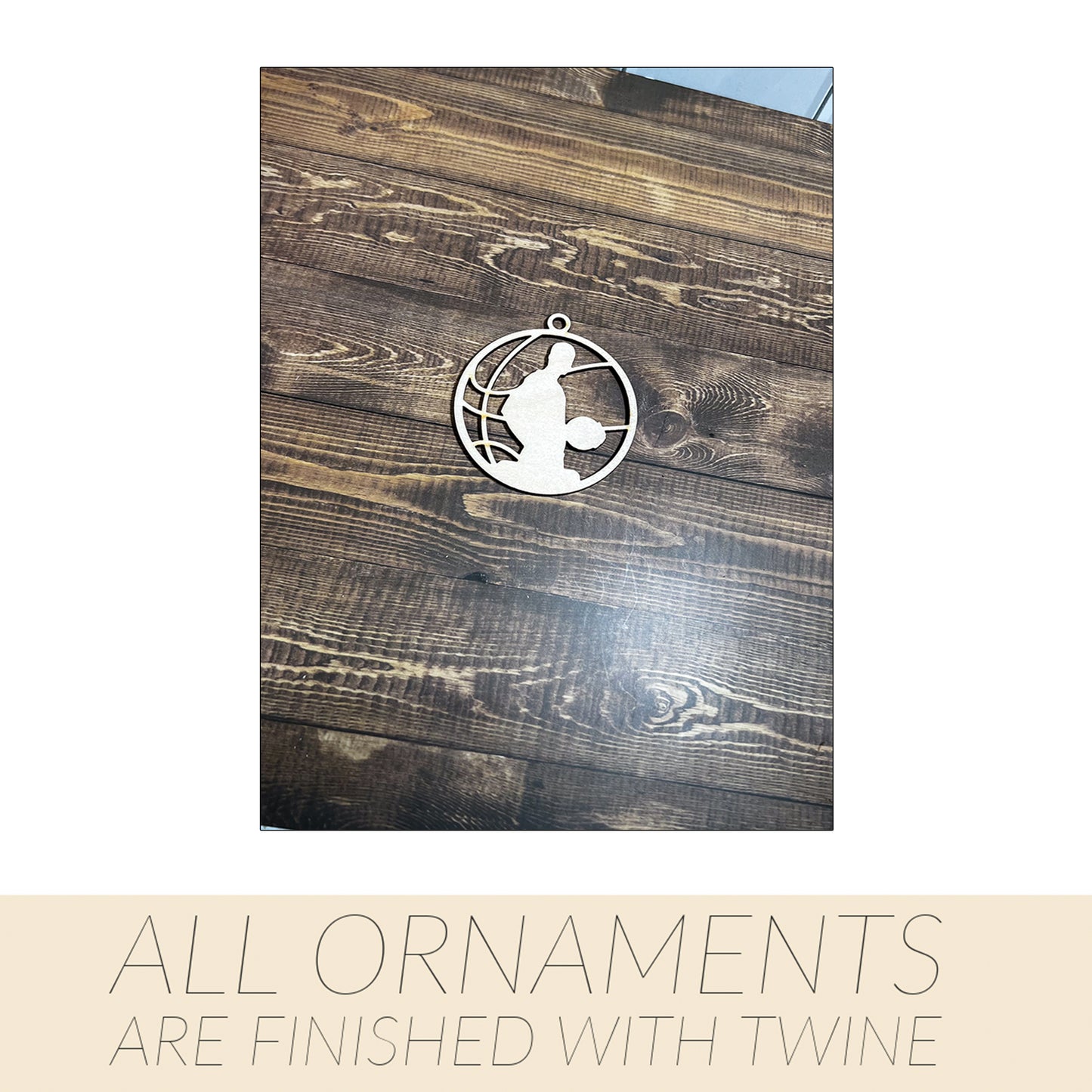 Basketball Ornament, Wooden Sports Ornament, Sports Ornament, Engraved Ornament, Laser Engraved Wood Ornament