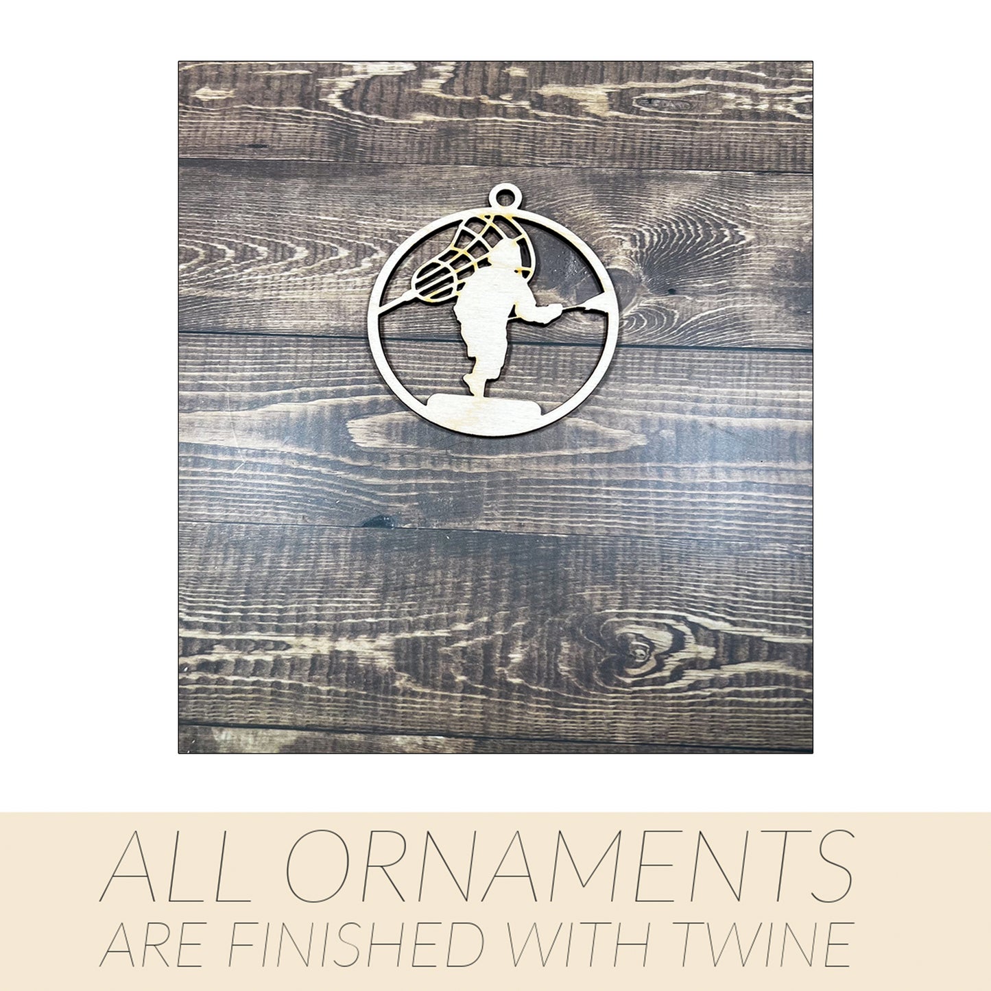 Lacrosse Ornament, Wooden Sports Ornament, Sports Ornament, Engraved Ornament, Laser Engraved Wood Ornament