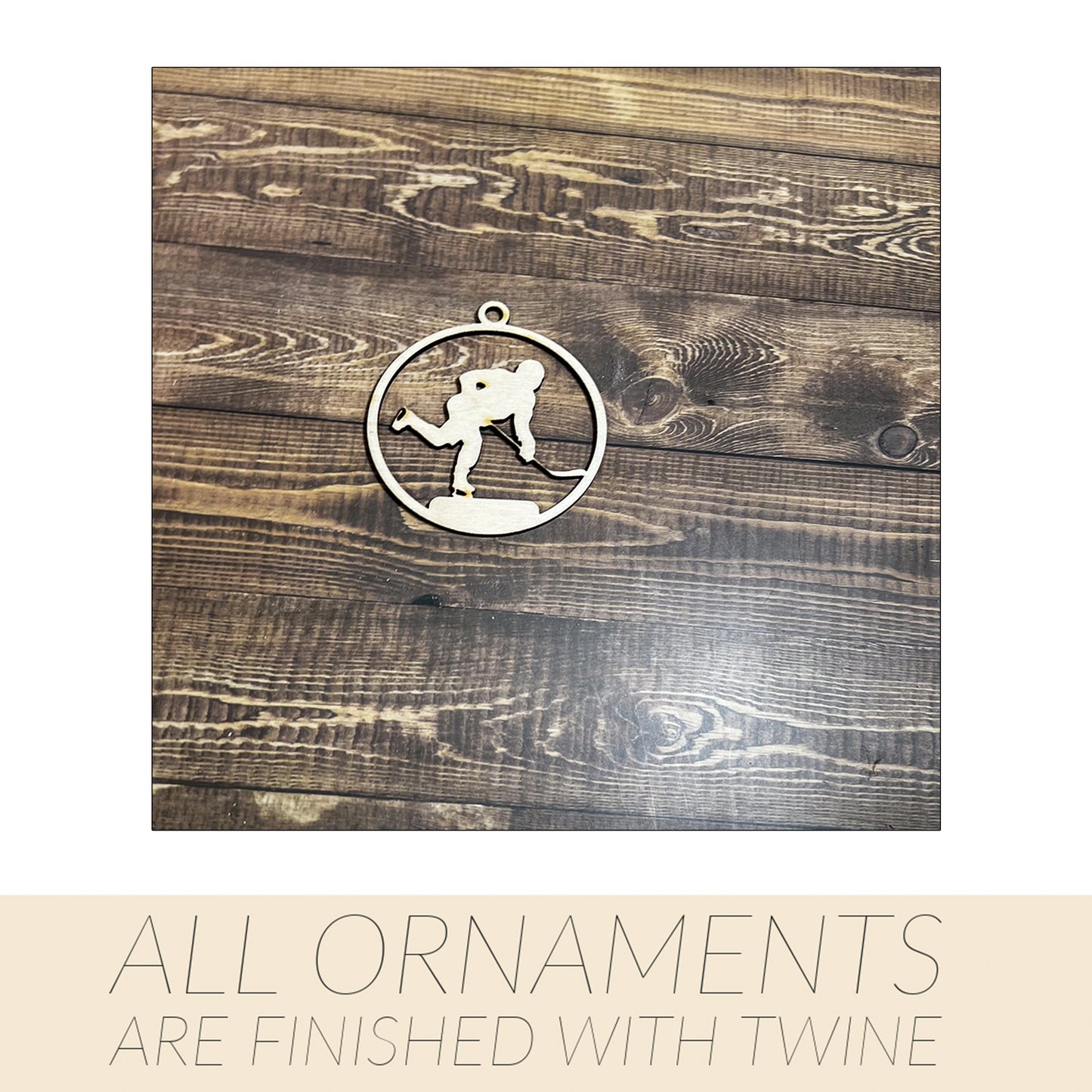 Hockey Ornament, Wooden Sports Ornament, Sports Ornament, Engraved Ornament, Laser Engraved Wood Ornament