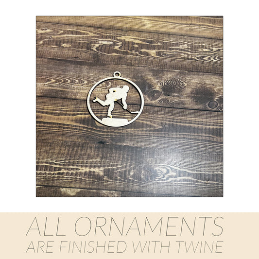 Hockey Ornament, Wooden Sports Ornament, Sports Ornament, Engraved Ornament, Laser Engraved Wood Ornament