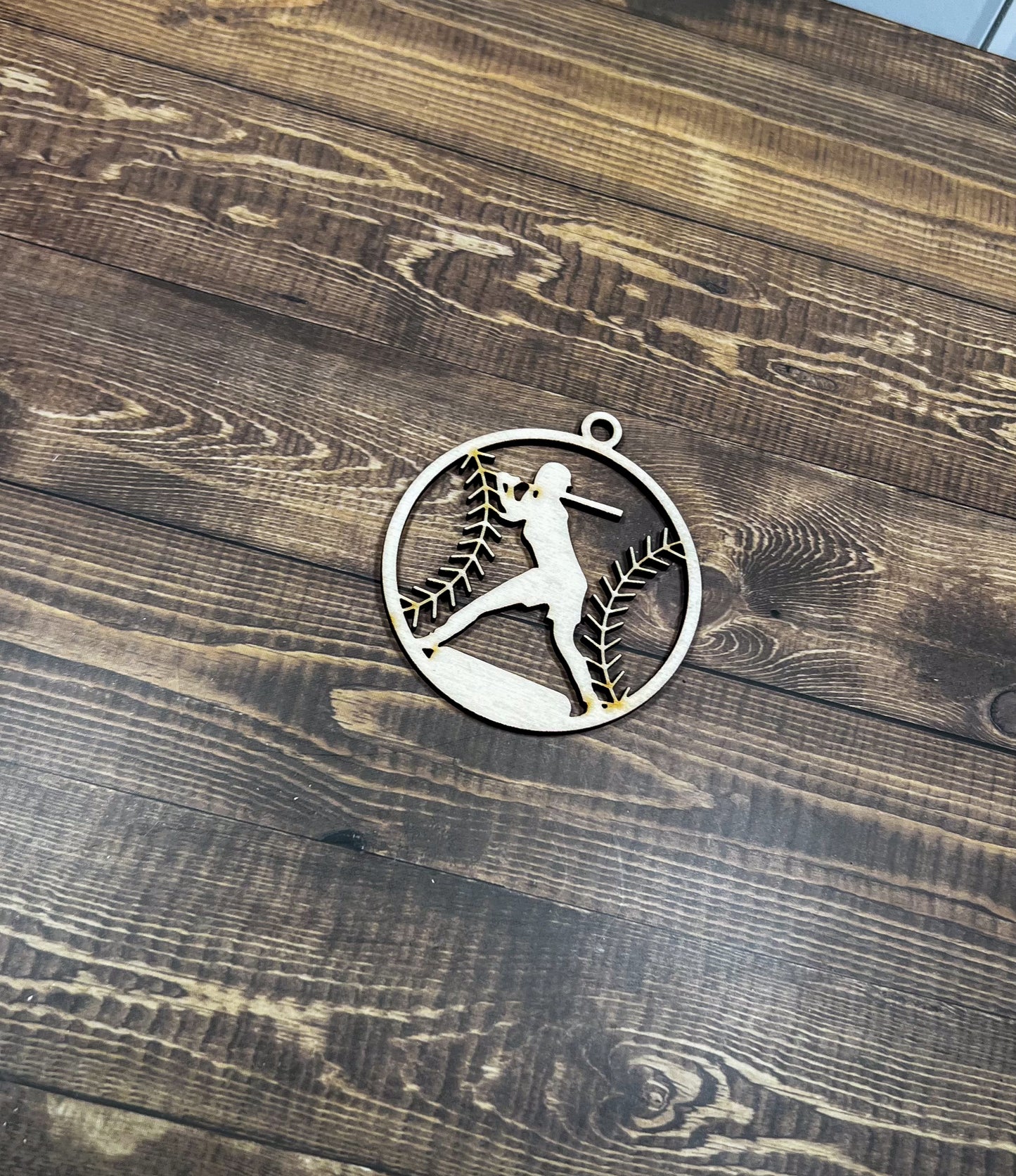 Baseball Wooden Sports Ornament, Sports Ornament, Engraved Ornament, Laser Engraved Wood Ornament
