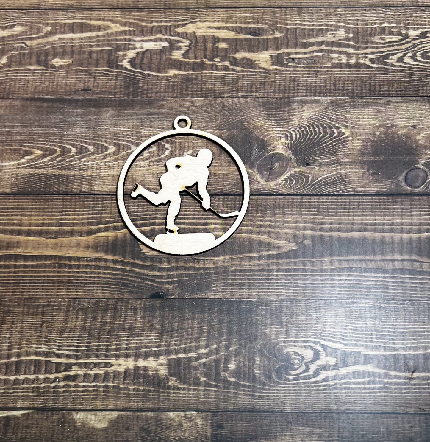 Hockey Ornament, Wooden Sports Ornament, Sports Ornament, Engraved Ornament, Laser Engraved Wood Ornament
