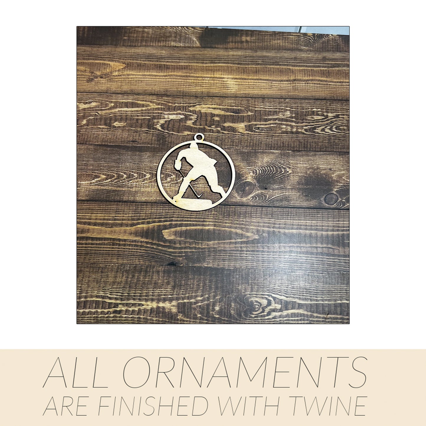 Hockey Ornament, Wooden Sports Ornament, Sports Ornament, Engraved Ornament, Laser Engraved Wood Ornament