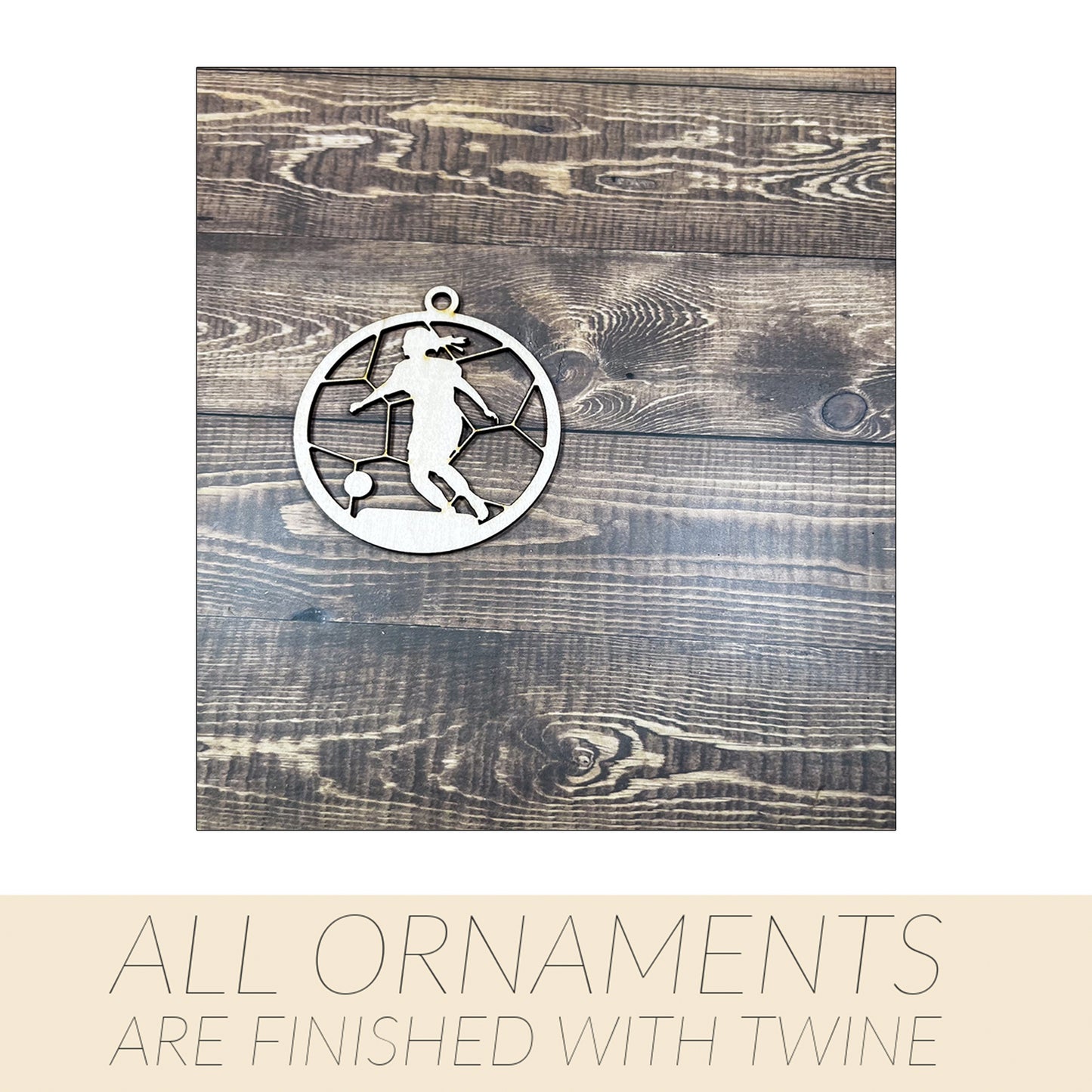 Soccer Wooden Sports Ornament, Sports Ornament, Engraved Ornament, Laser Engraved Wood Ornament