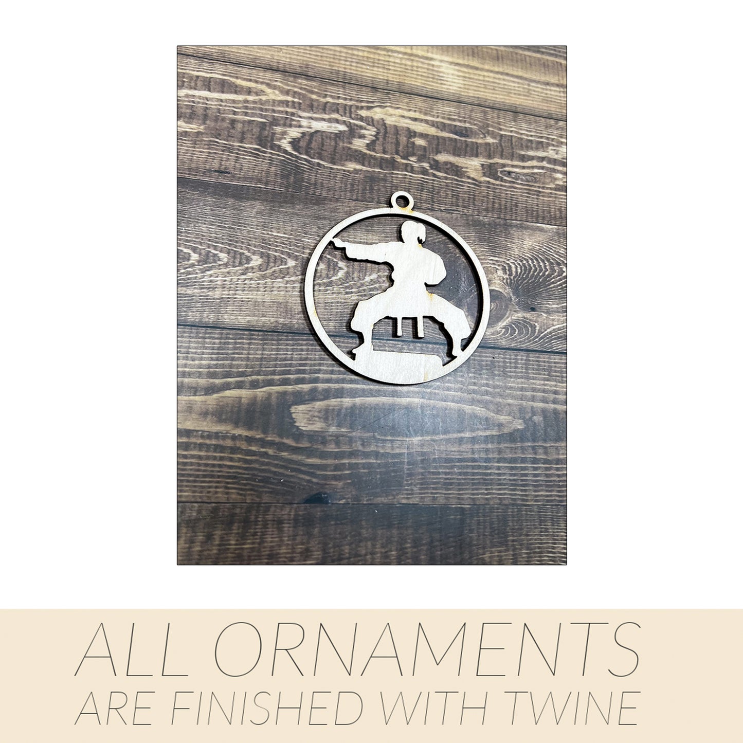 Karate Wooden Sports Ornament, Sports Ornament, Engraved Ornament, Laser Engraved Wood Ornament