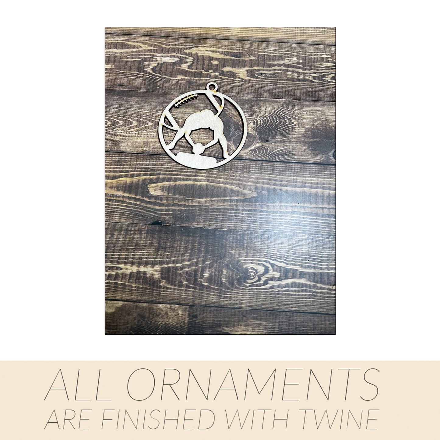 Football Ornament, Wooden Sports Ornament, Sports Ornament, Engraved Ornament, Laser Engraved Wood Ornament