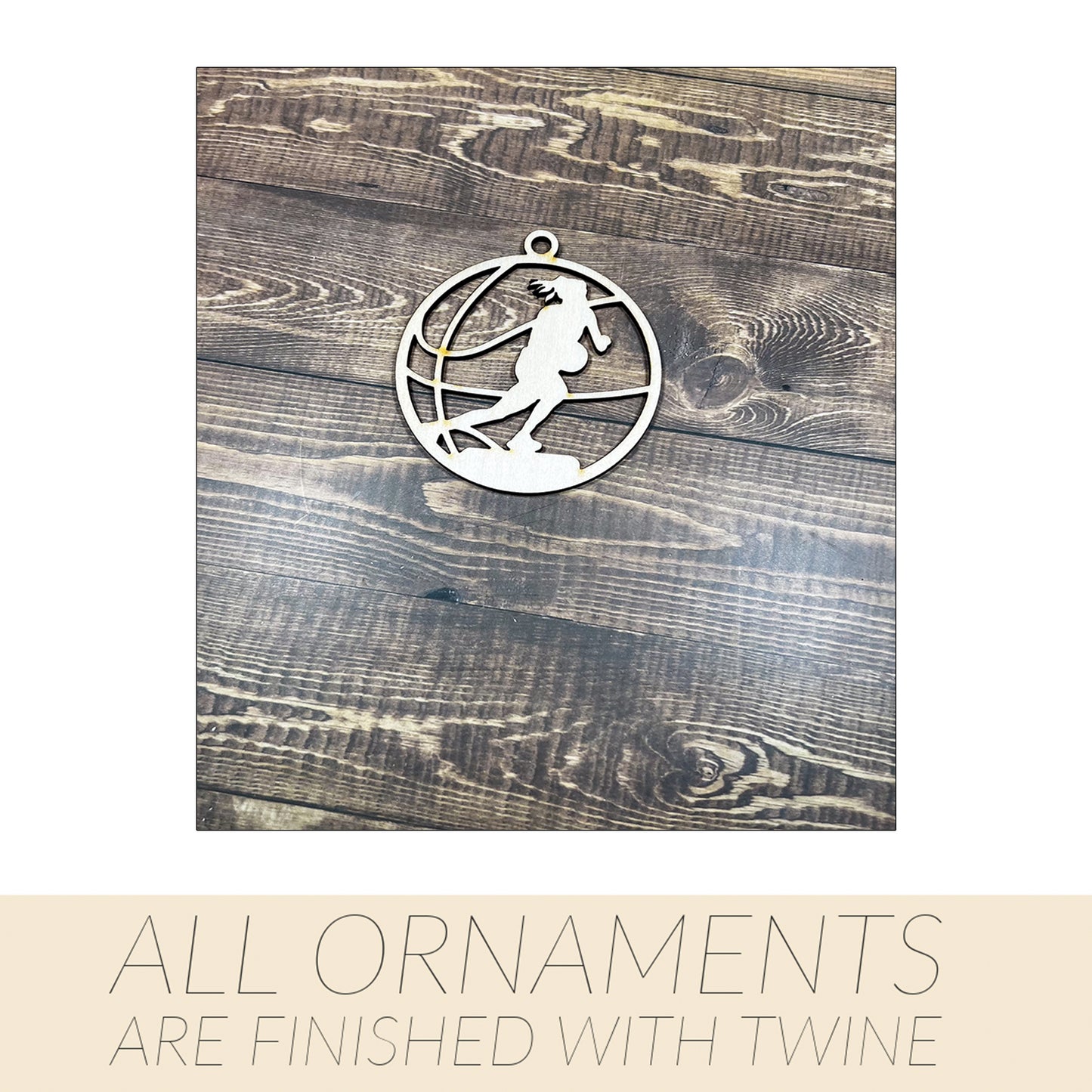 Basketball Ornament, Wooden Sports Ornament, Sports Ornament, Engraved Ornament, Laser Engraved Wood Ornament
