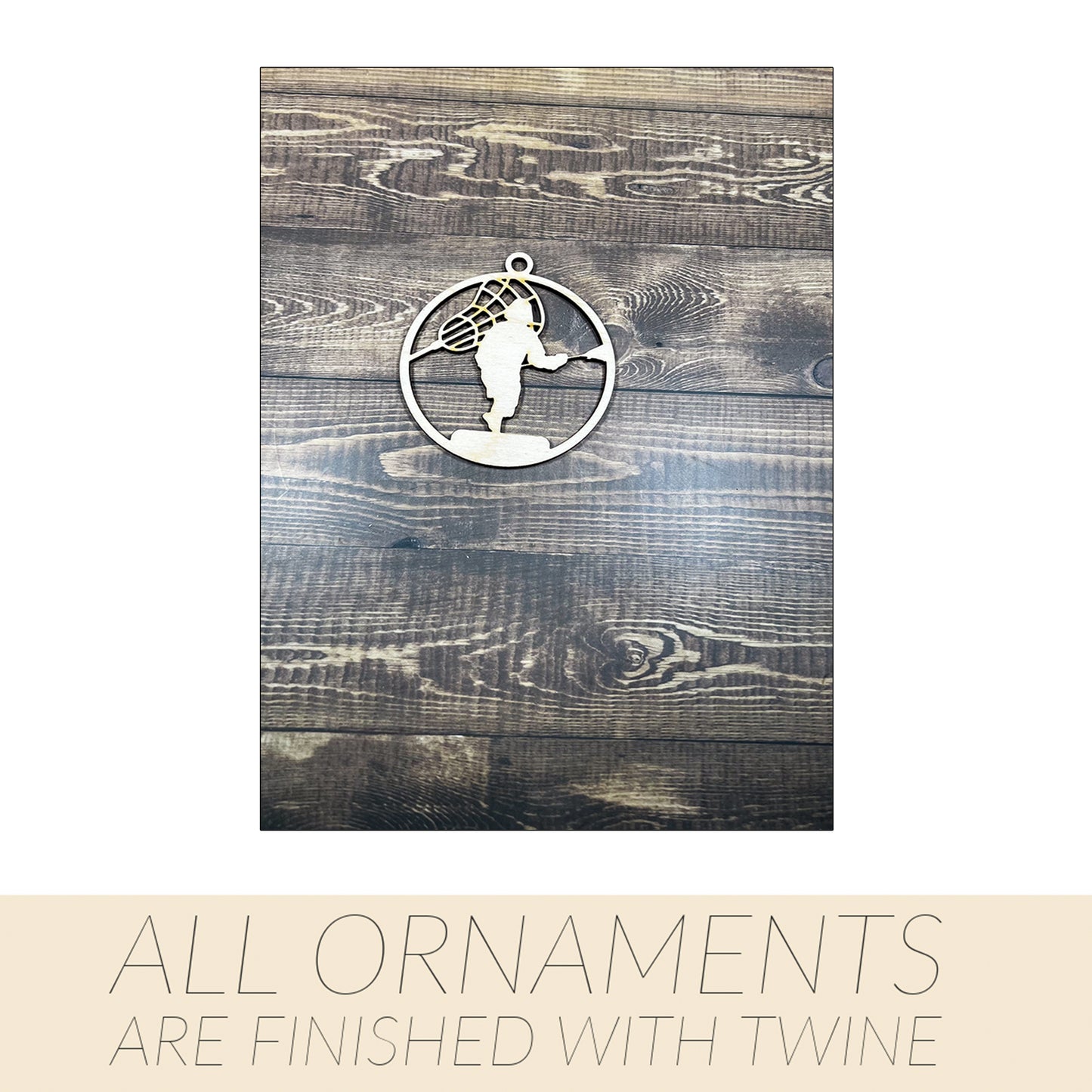 Lacrosse Ornament, Wooden Sports Ornament, Sports Ornament, Engraved Ornament, Laser Engraved Wood Ornament