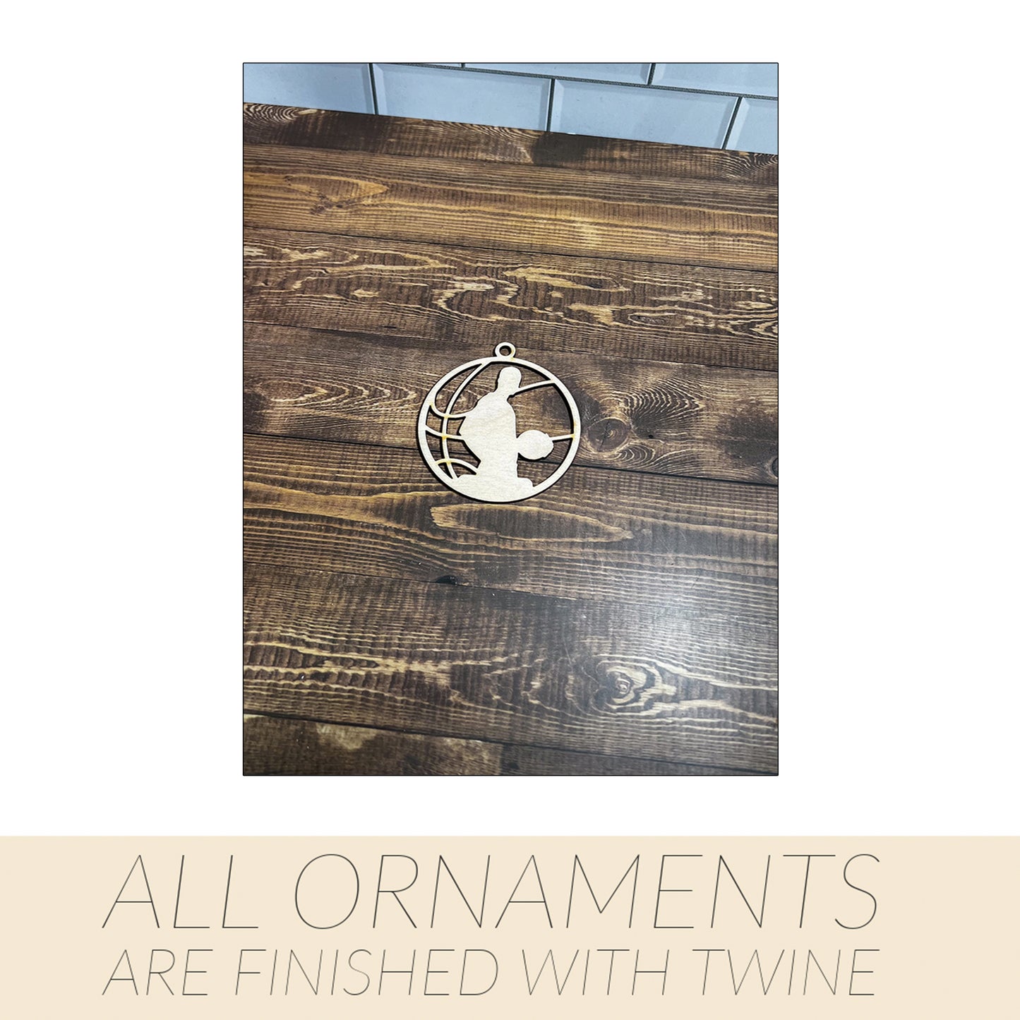 Basketball Ornament, Wooden Sports Ornament, Sports Ornament, Engraved Ornament, Laser Engraved Wood Ornament