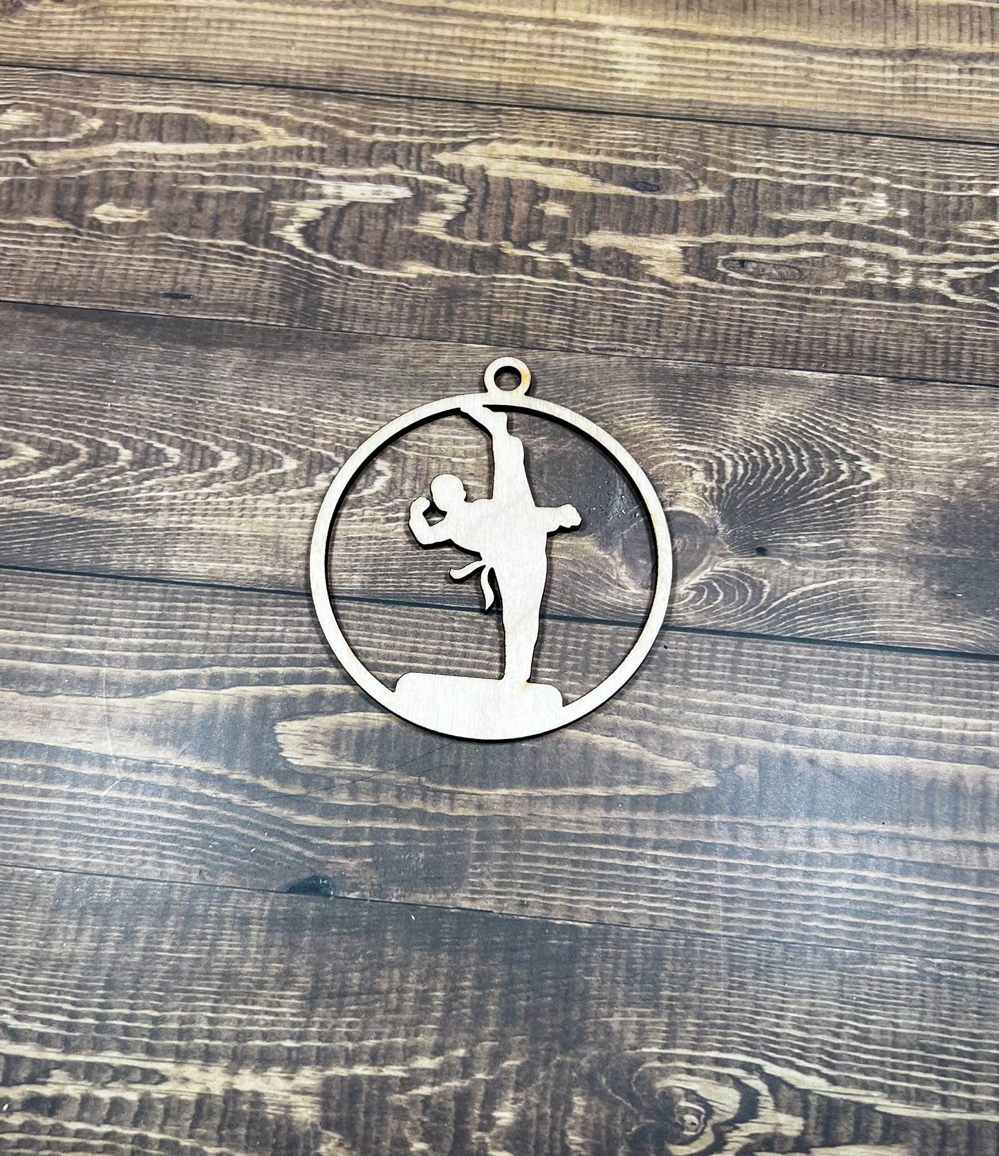 Karate Wooden Sports Ornament, Sports Ornament, Engraved Ornament, Laser Engraved Wood Ornament