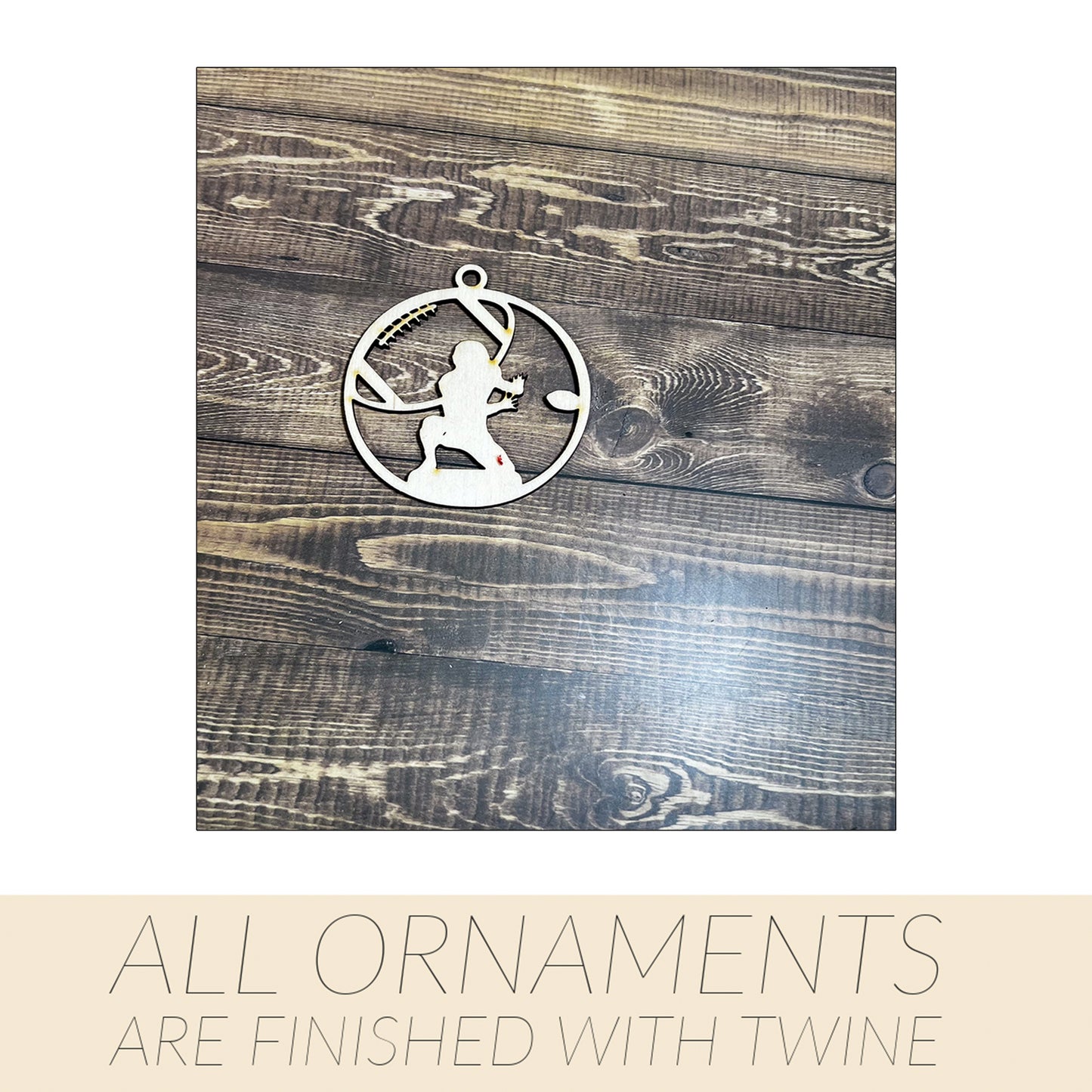 Football Ornament, Wooden Sports Ornament, Sports Ornament, Engraved Ornament, Laser Engraved Wood Ornament