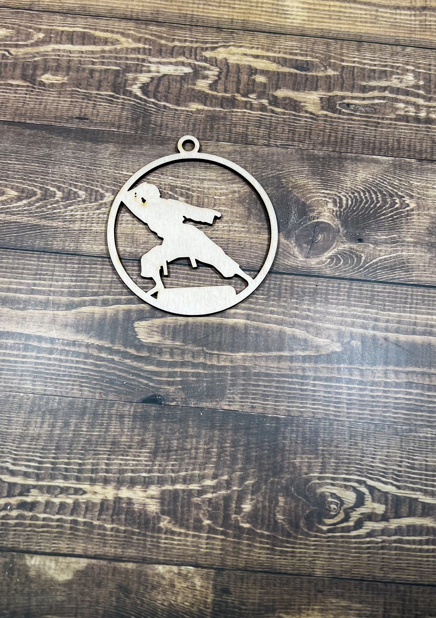 Karate Wooden Sports Ornament, Sports Ornament, Engraved Ornament, Laser Engraved Wood Ornament