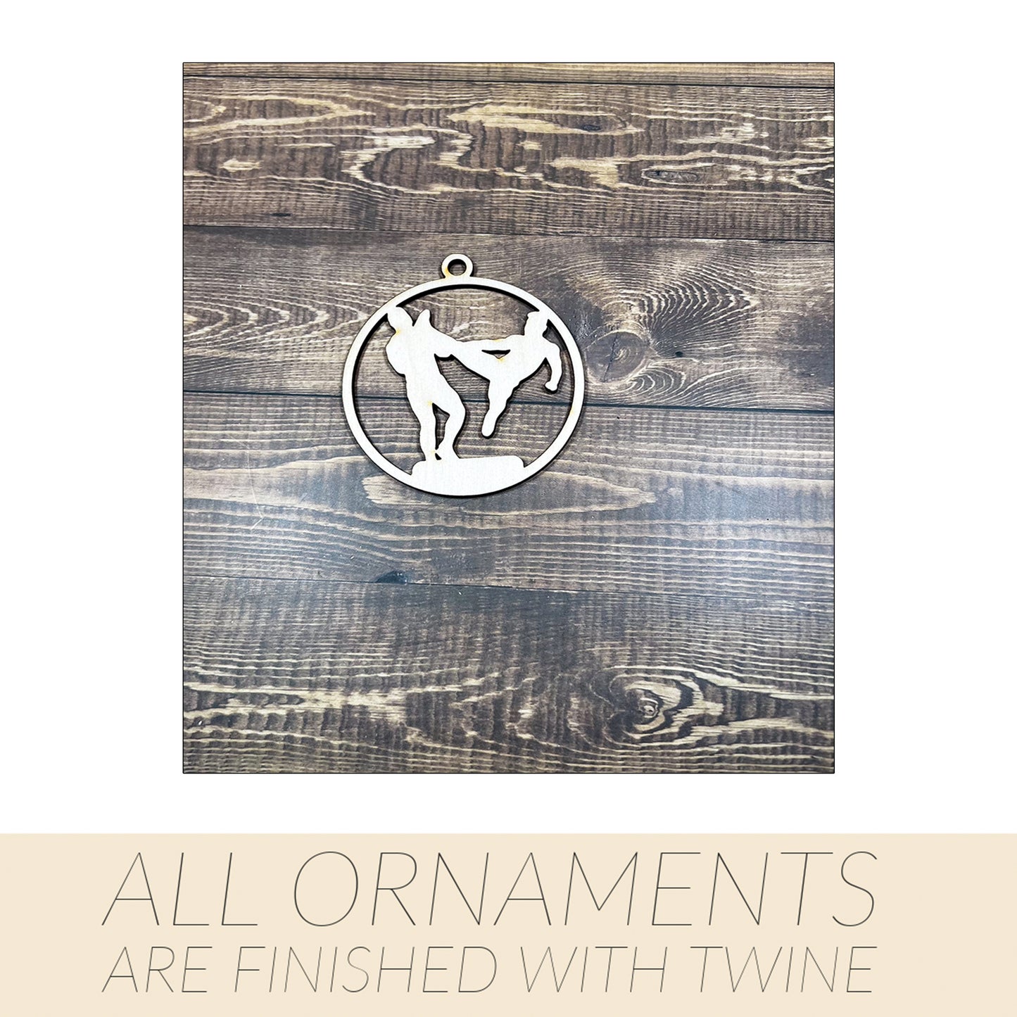 Karate Ornament, Wooden Sports Ornament, Sports Ornament, Engraved Ornament, Laser Engraved Wood Ornament