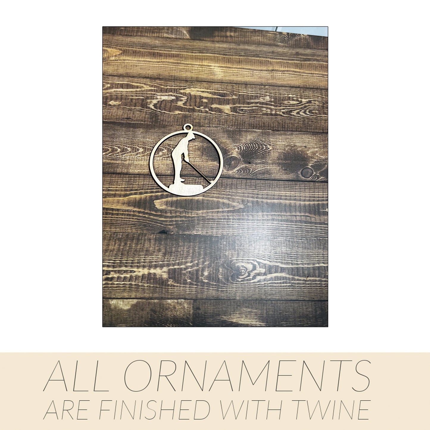 Golf Ornament, Wooden Sports Ornament, Sports Ornament, Engraved Ornament, Laser Engraved Wood Ornament