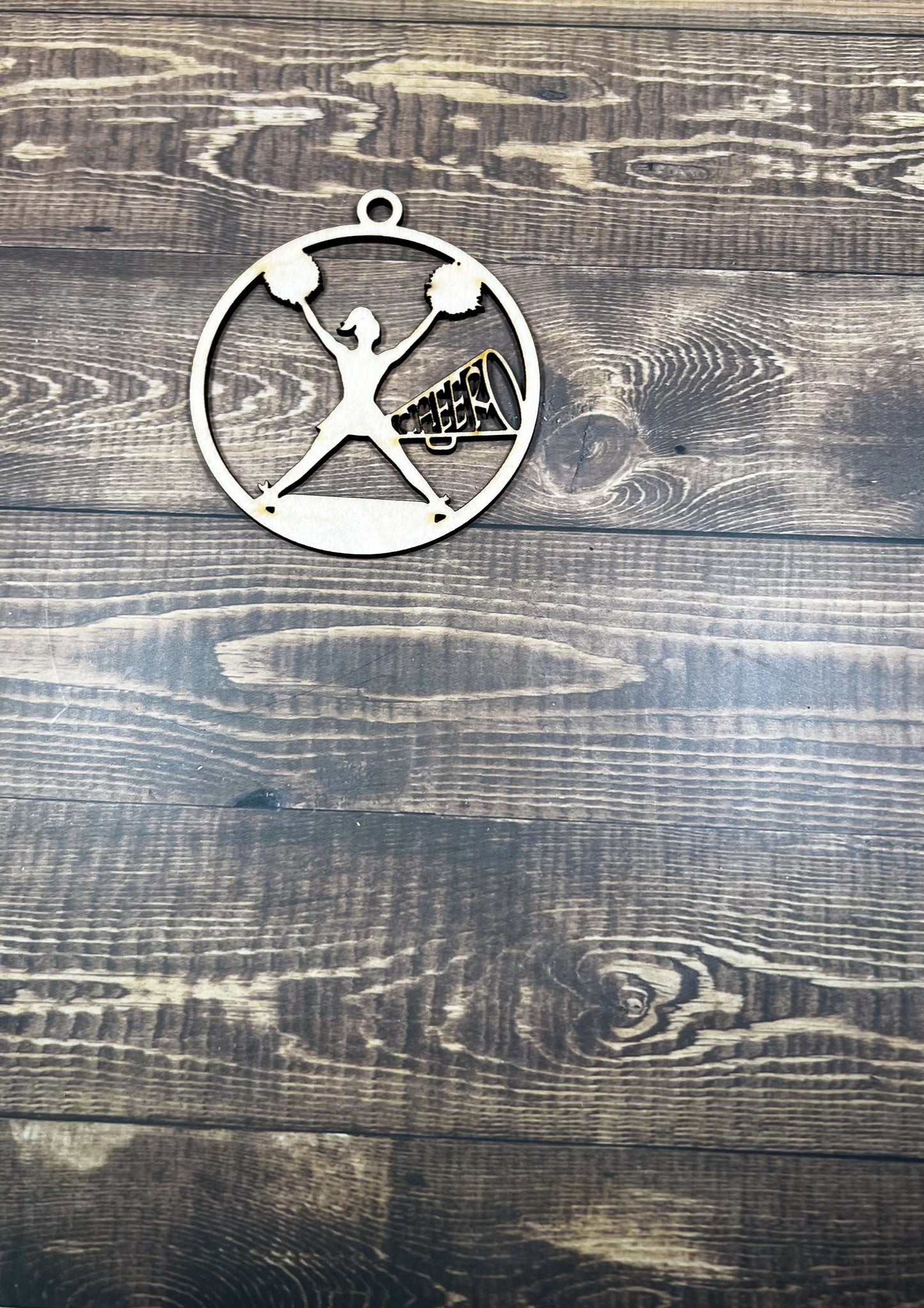 Cheer Wooden Sports Ornament, Sports Ornament, Engraved Ornament, Laser Engraved Wood Ornament