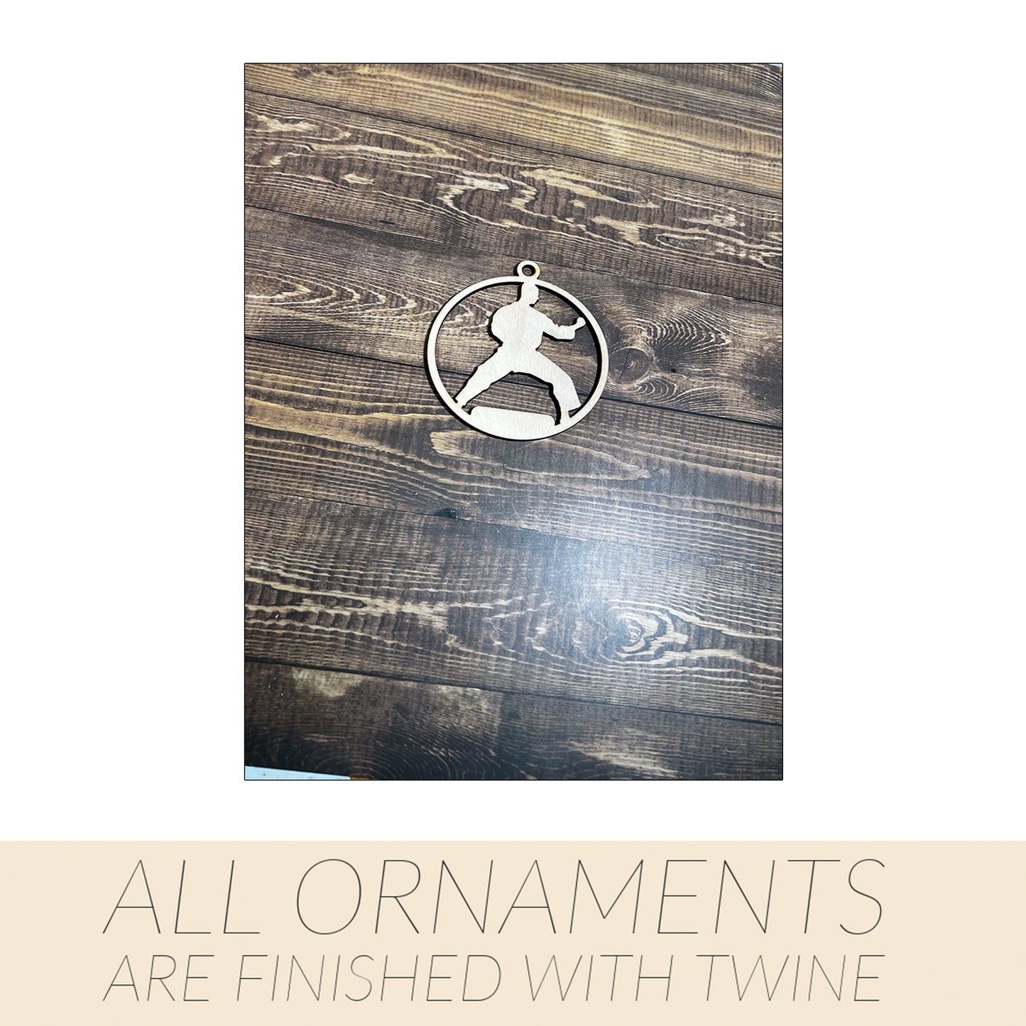 Karate Ornament, Wooden Sports Ornament, Sports Ornament, Engraved Ornament, Laser Engraved Wood Ornament