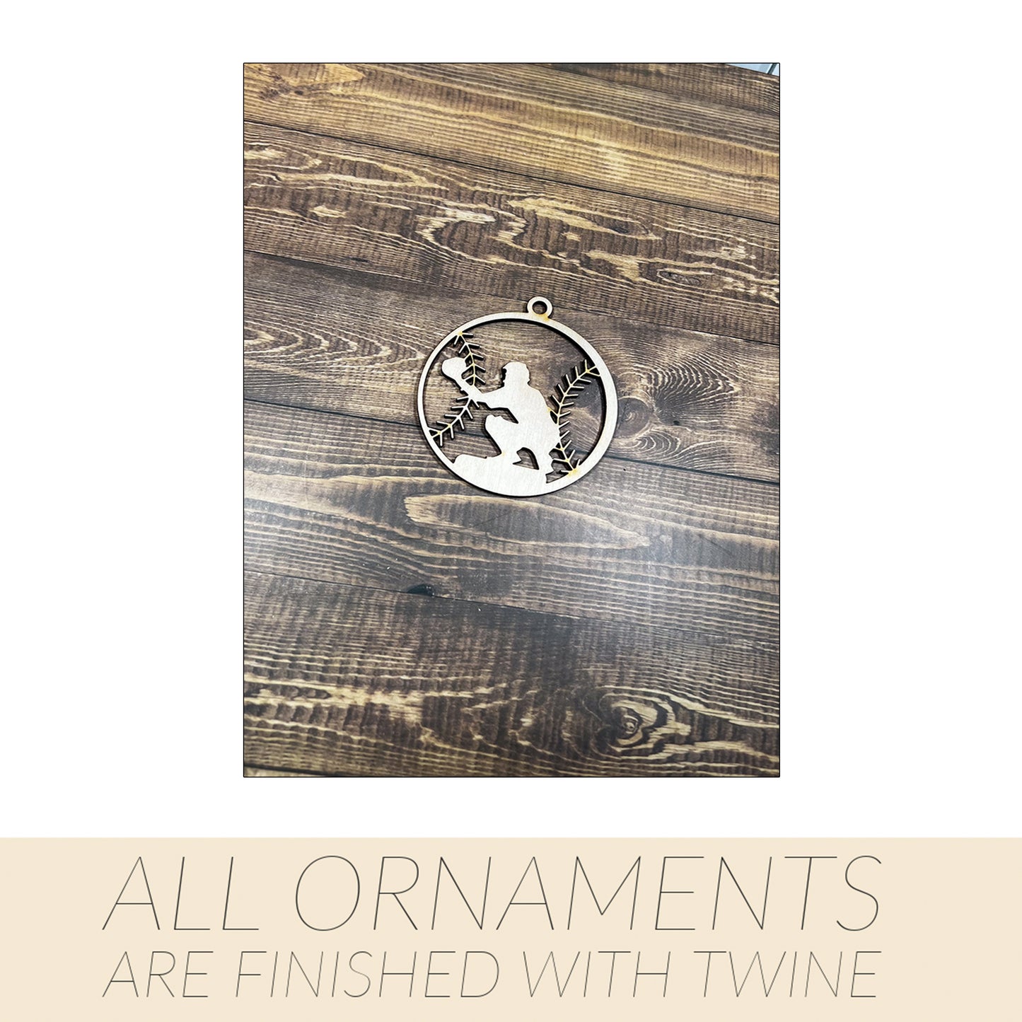 Baseball Ornament, Wooden Sports Ornament, Sports Ornament, Engraved Ornament, Laser Engraved Wood Ornament