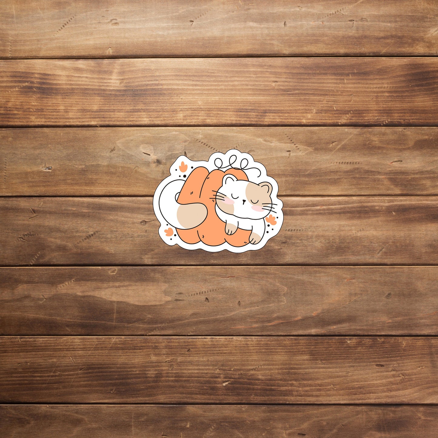 Pumpkin Cute Cats Sticker, AutumnCuteCats Sticker