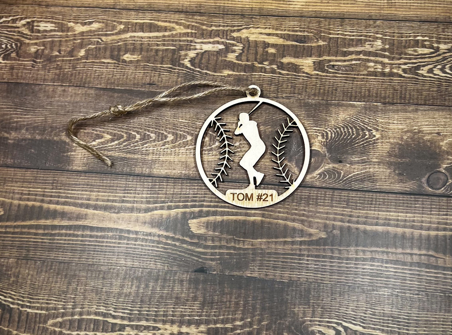Baseball  Ornament, Personalized Ornament, Wooden Family Ornament , Laser Engraved Wood Ornament