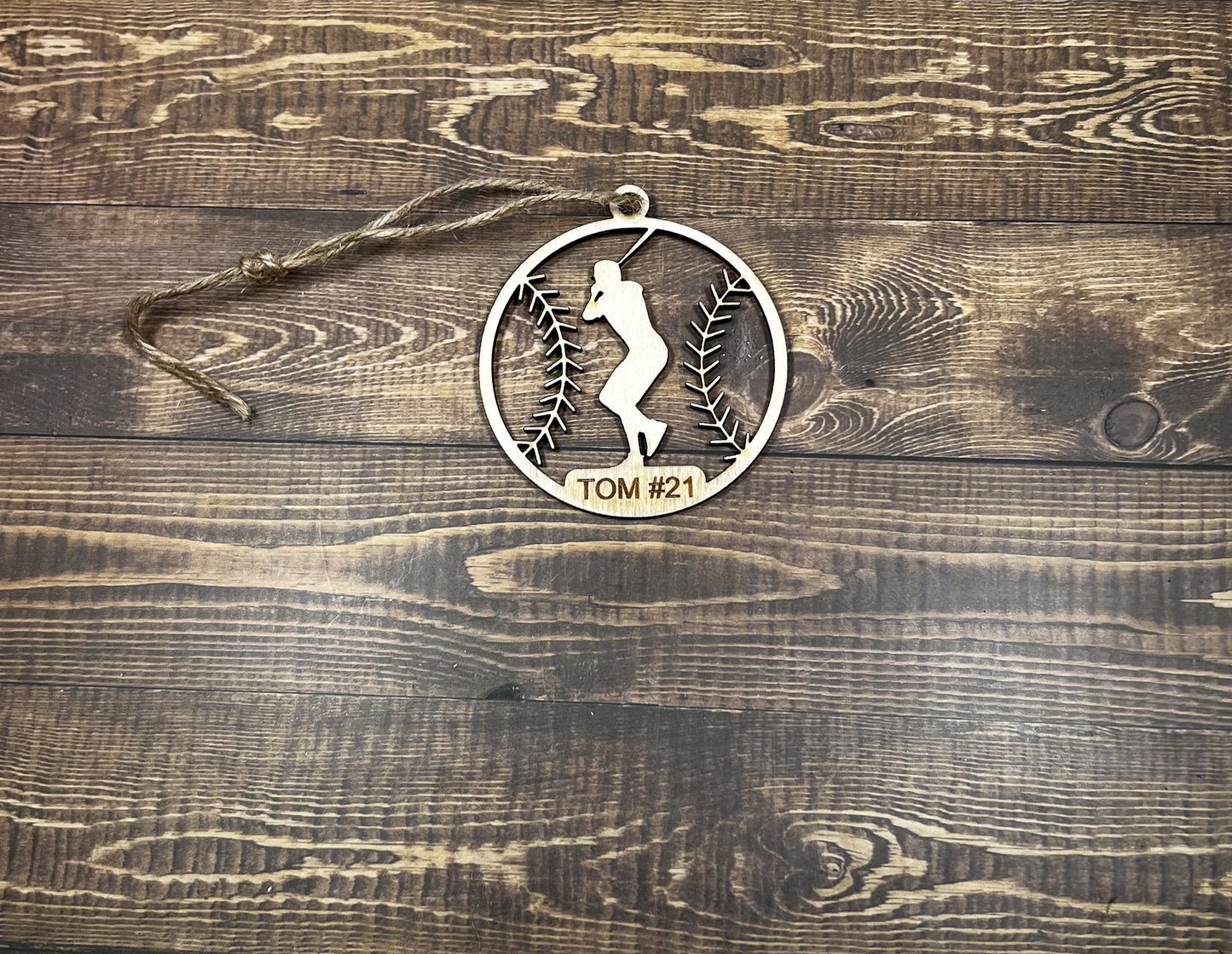 Baseball  Ornament, Personalized Ornament, Wooden Family Ornament , Laser Engraved Wood Ornament