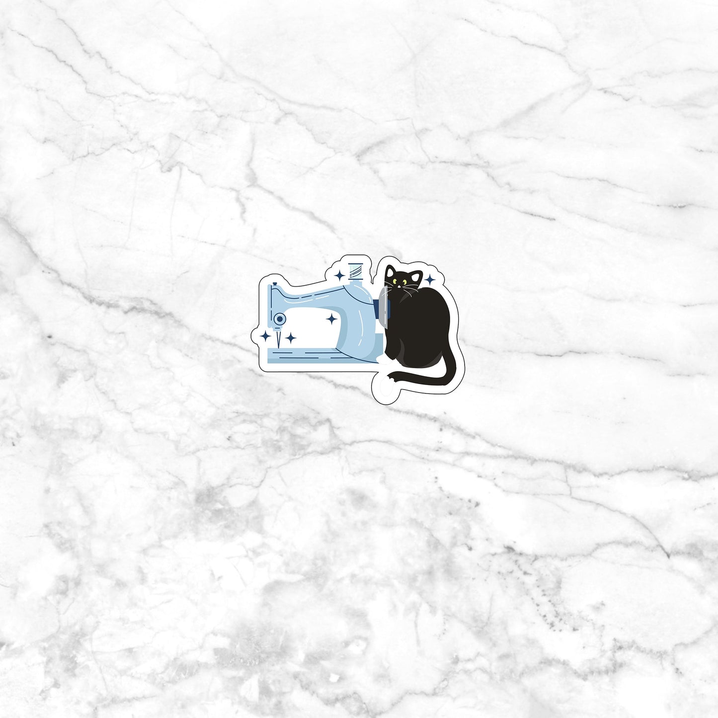 Cat & Sewing Machine Sticker