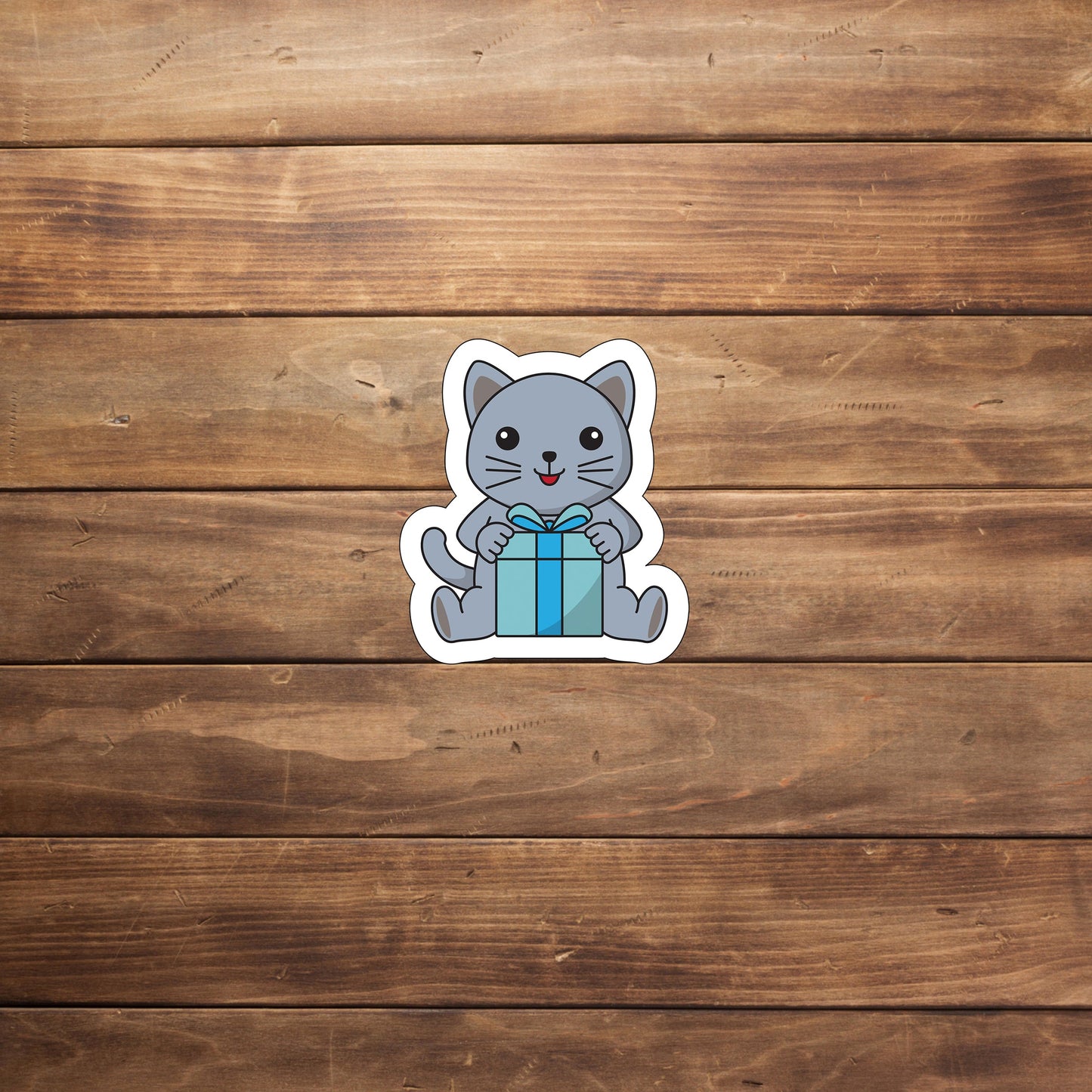 Cute Cat Birthday Sticker () Sticker, Vinyl sticker, laptop sticker, Tablet sticker