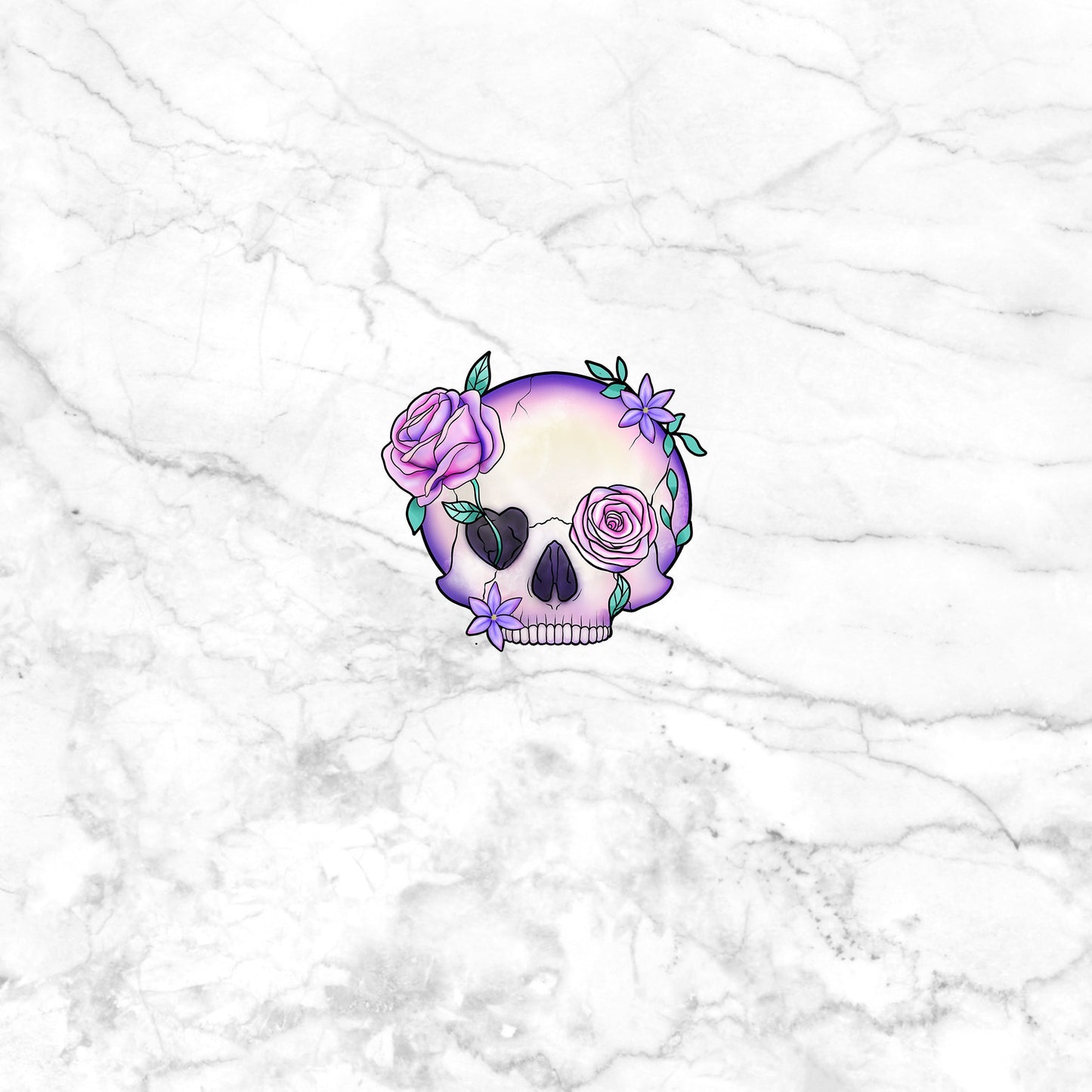 Pastal Goth Sticker,  Floral skull Sticker