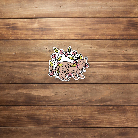 Garden Cat With Flower For Sticker 0