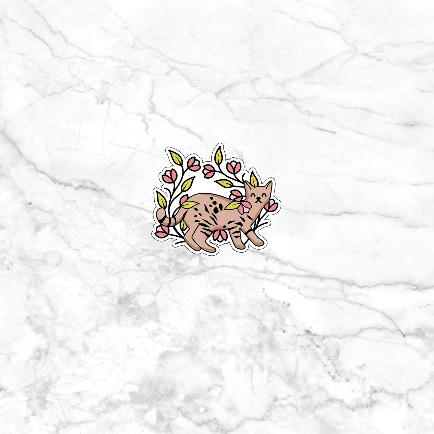 Garden Cat With Flower For Sticker 0